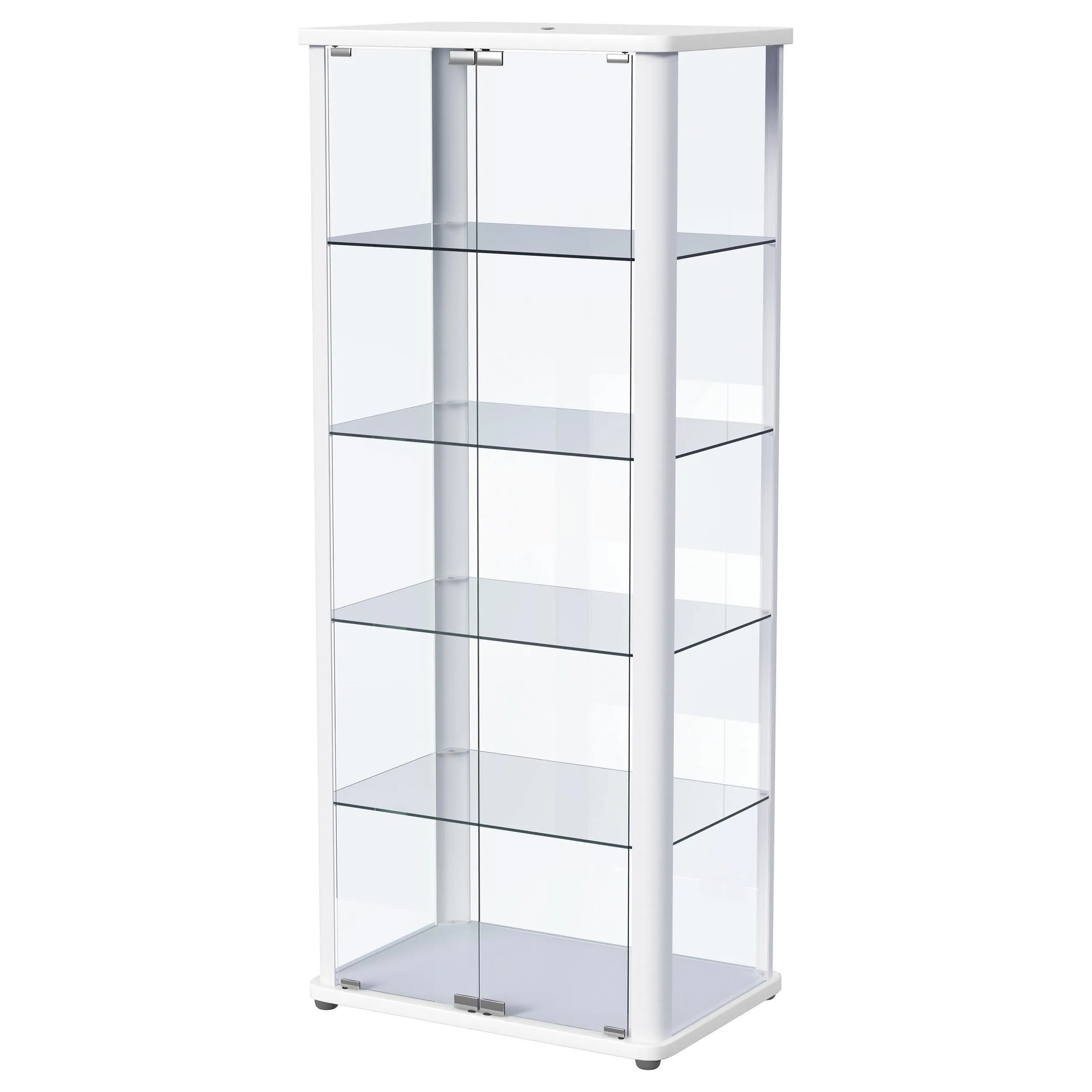 Aero 5-shelf Display Curio Cabinet with LED and Clear Tempered Glass Shelves Glossy White - Image 6