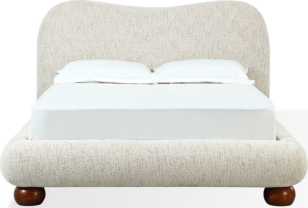 Afra Chinchilla California King Chenille Upholstered Wood Leg Platform Bed - Image 4
