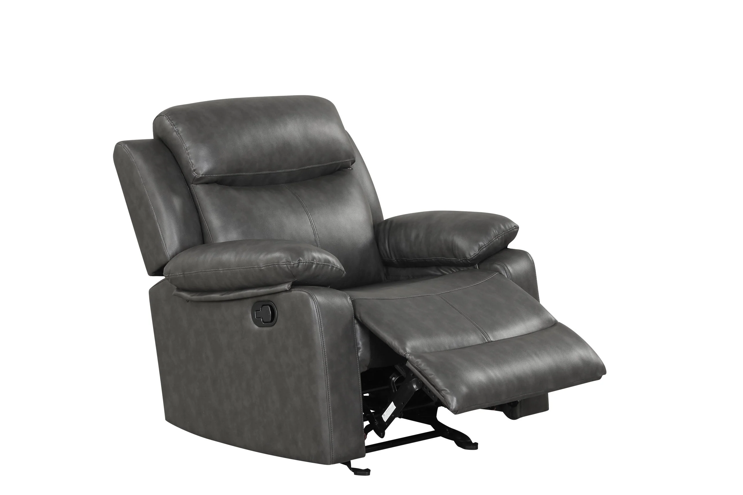 Aiden Gray Leather Gel 3-Piece Manual Reclining Set - Image 5