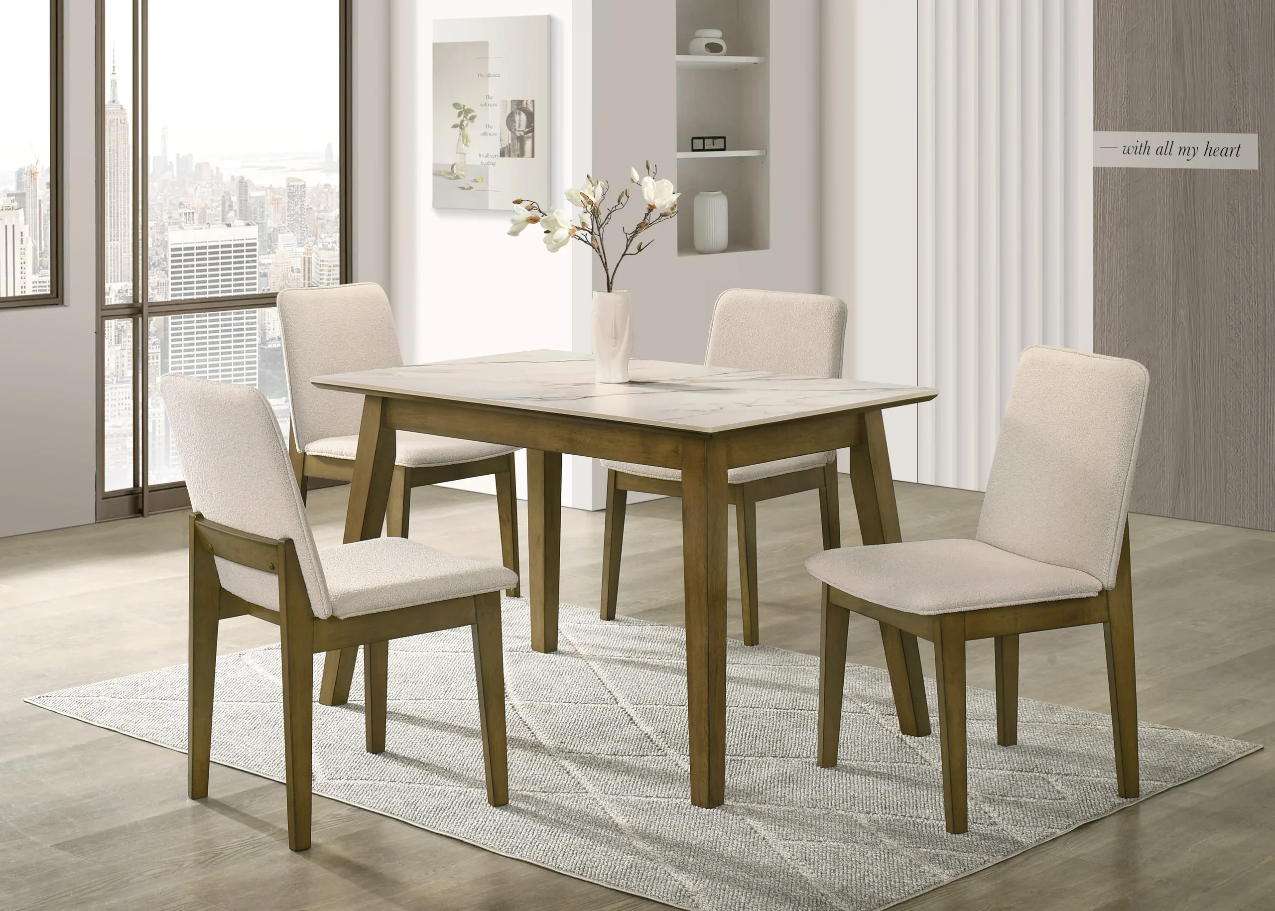 Alan Beige 5-Piece Dining Room Set