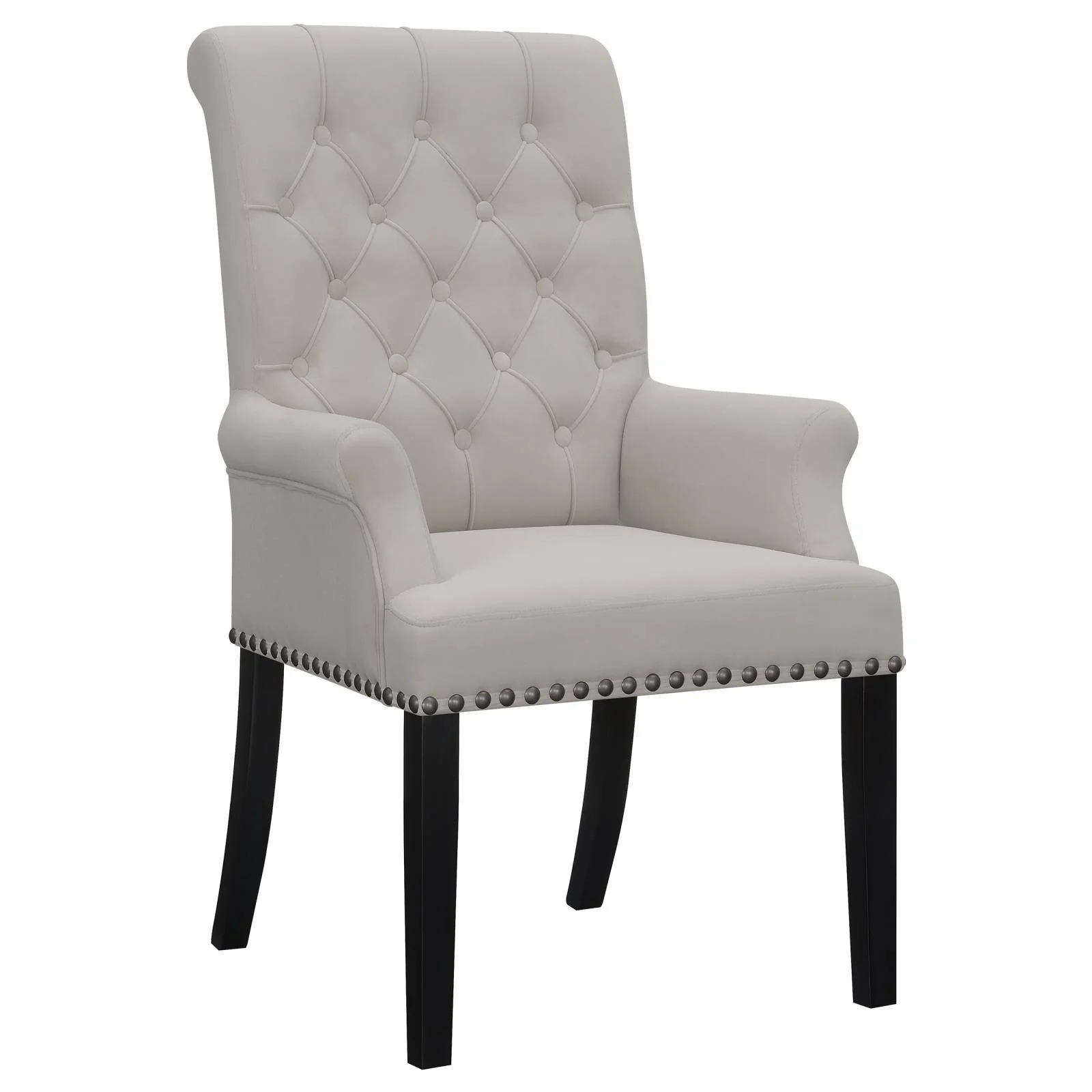 Alana Upholstered Tufted Arm Chair with Nailhead Trim - Image 2