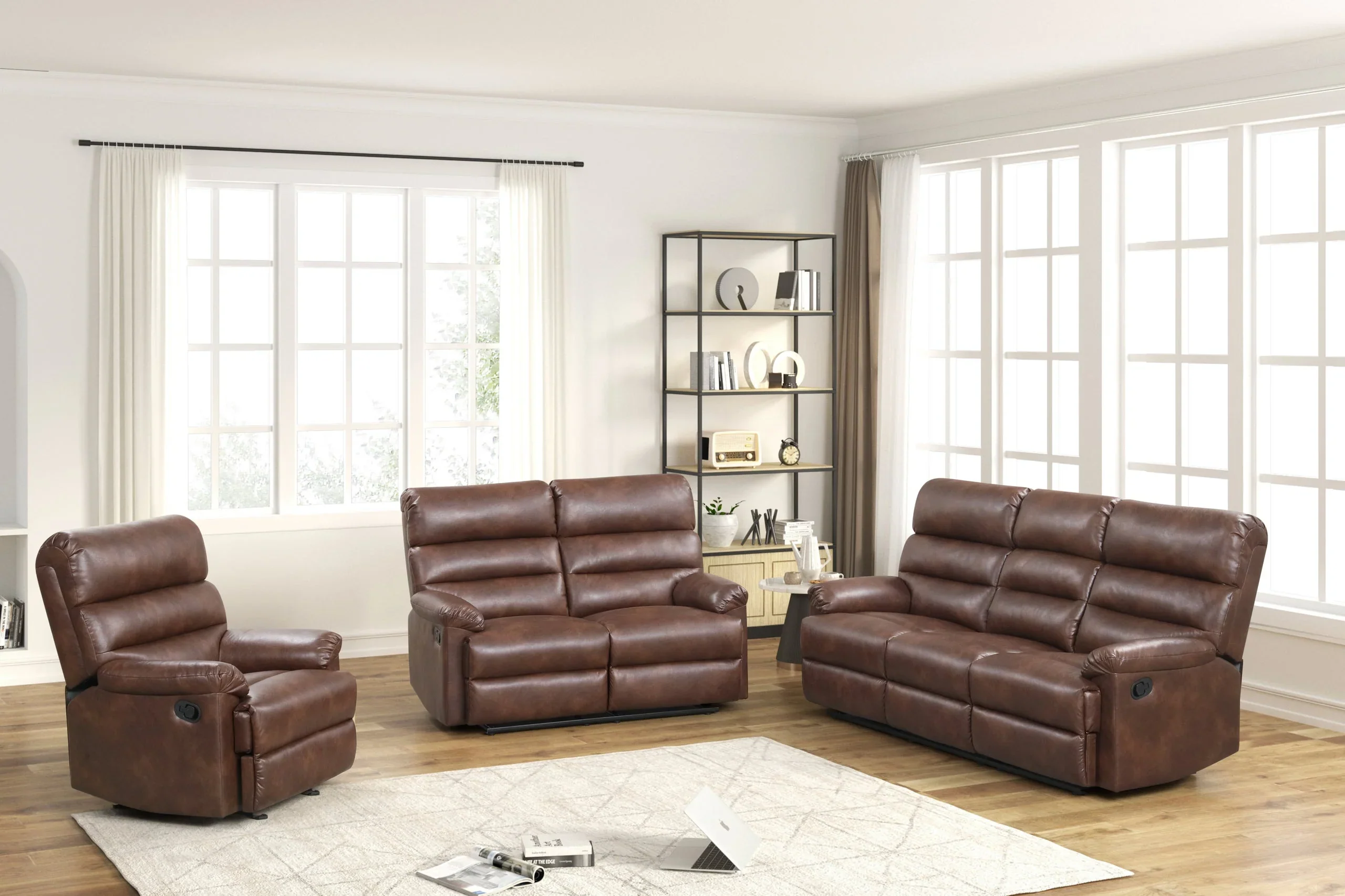 Albert Brown 3-Piece Reclining Living Room Set - Image 2
