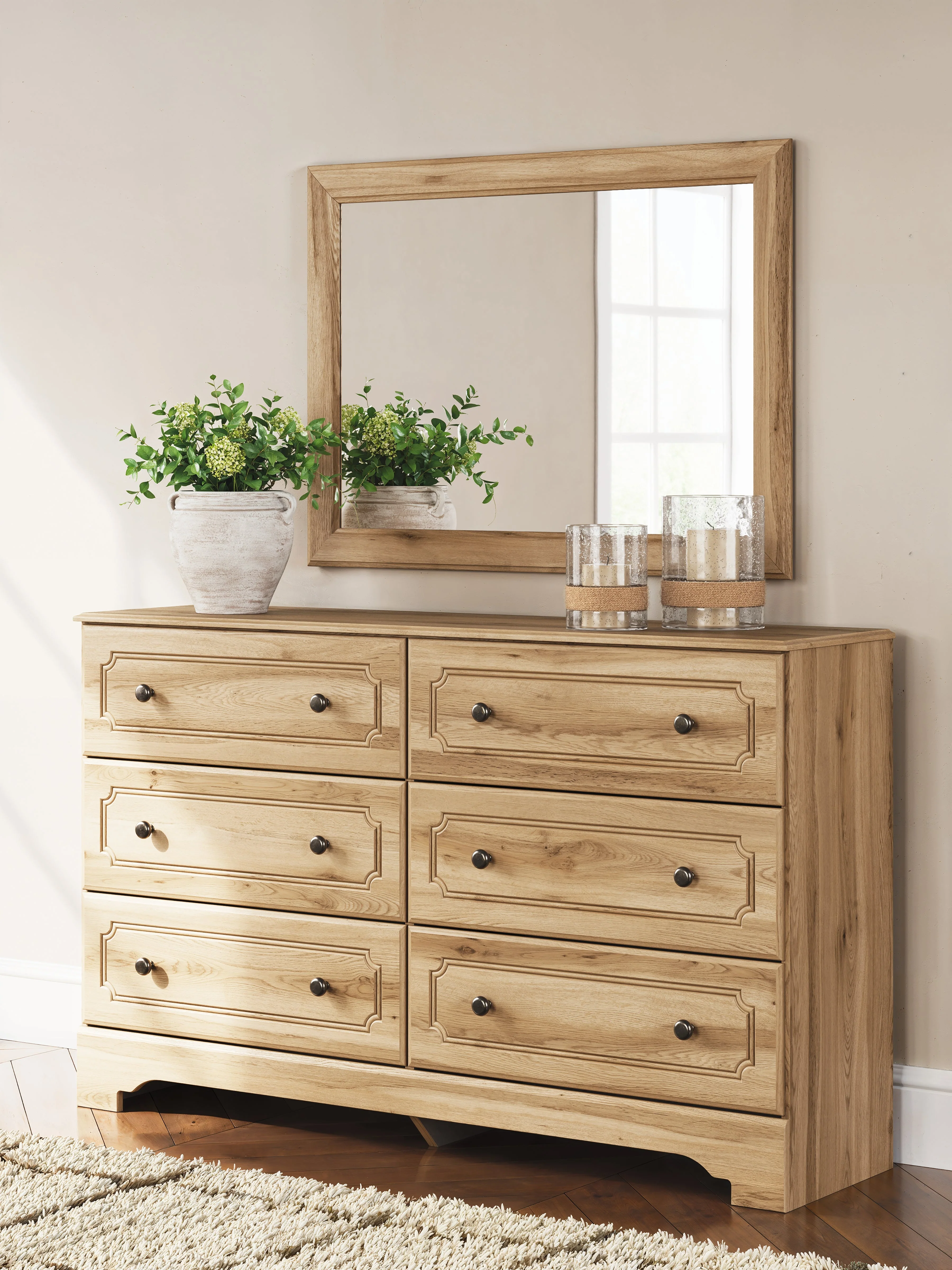 Aleaport Warm Brown King Panel Bed, Dresser, Mirror and Nightstand - Image 22