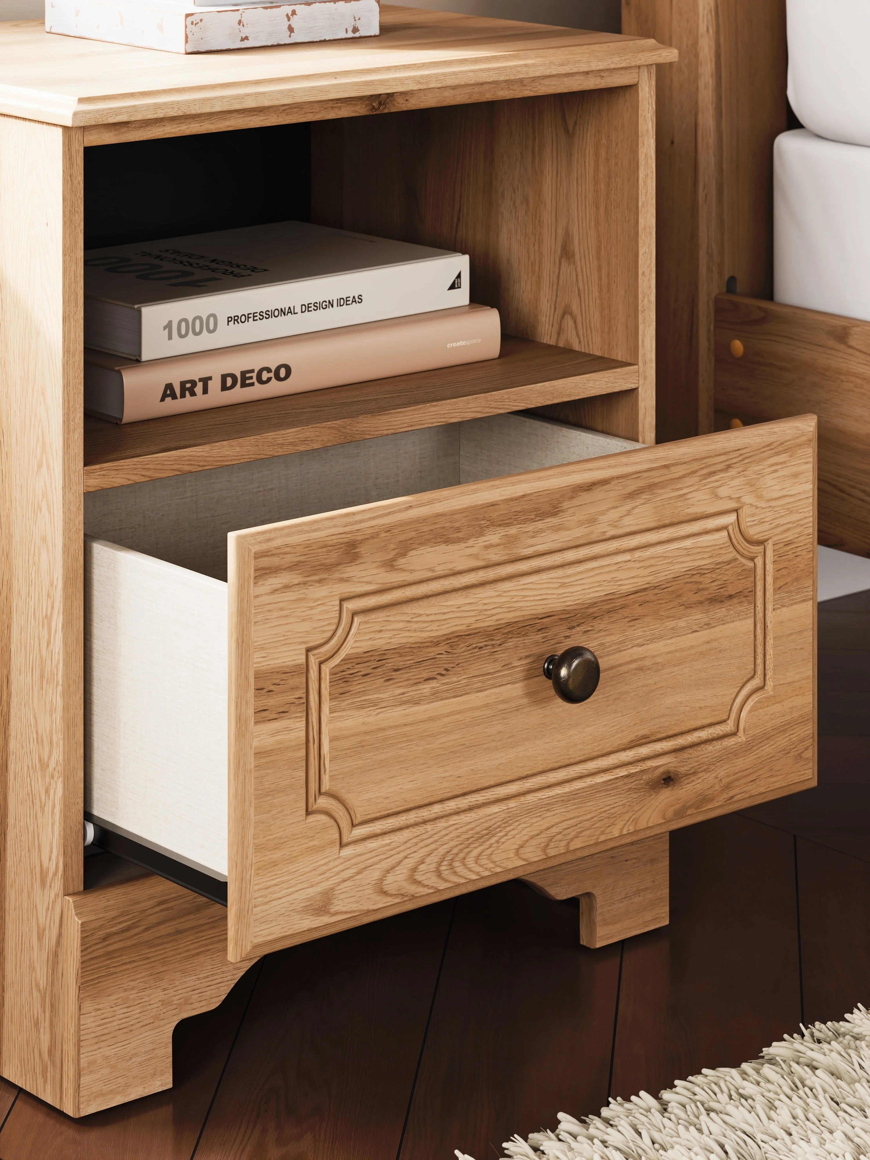 Aleaport Warm Brown King Panel Bed, Dresser, Mirror and Nightstand - Image 25