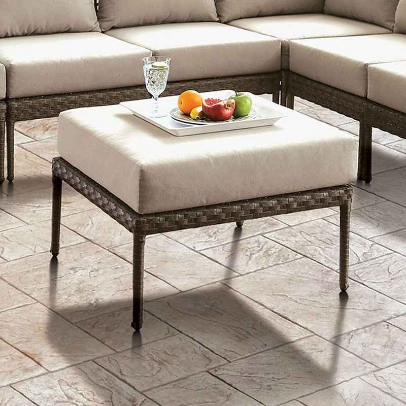 Aleisha Gray/Beige Outdoor Patio Ottoman