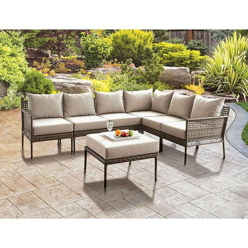 Aleisha Gray/Beige Outdoor Patio Ottoman - Image 2