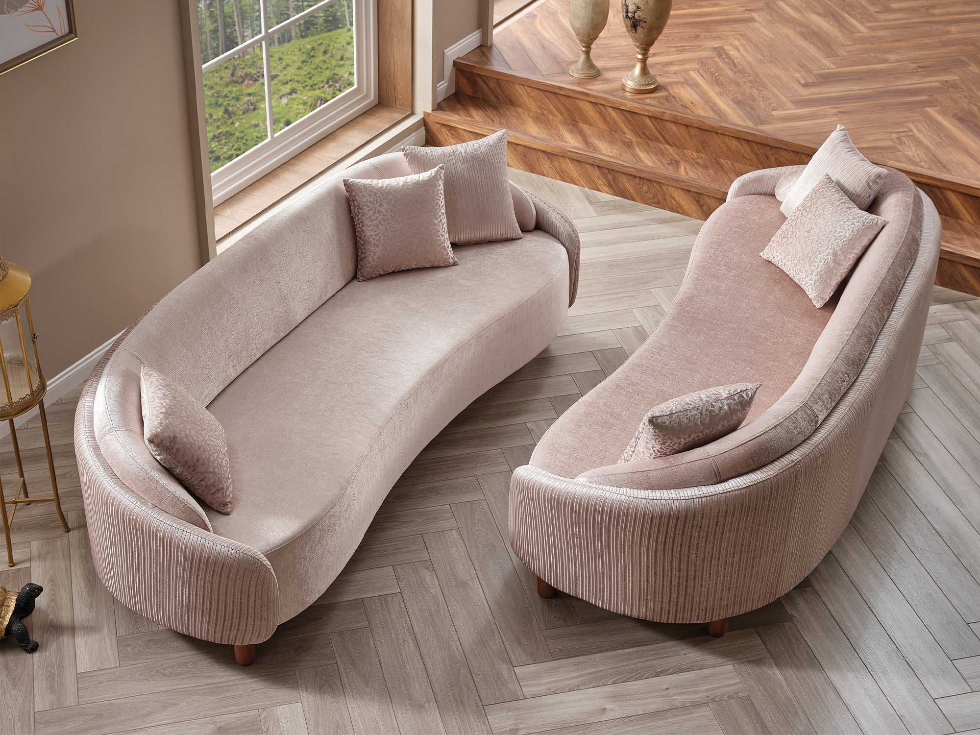 Alessa 4-pieces (2 Sofa & 2 Chair) Livingroom Set Cream - Image 6