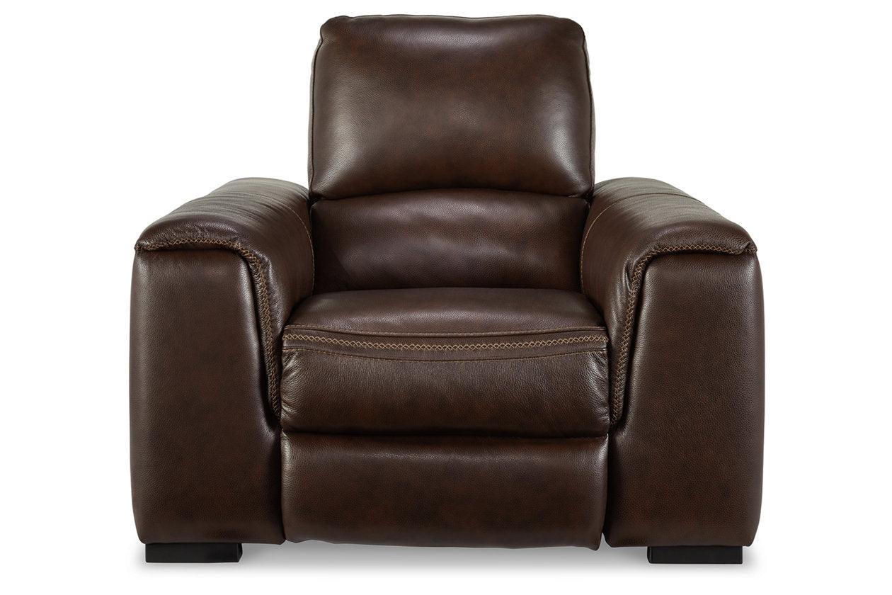 Alessandro Walnut Oversized Dual Power Leather Recliner - Image 4
