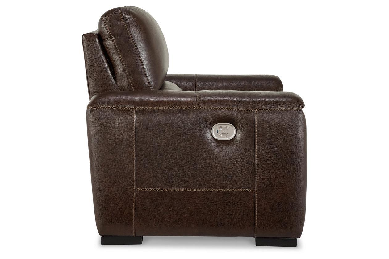 Alessandro Walnut Oversized Dual Power Leather Recliner - Image 5