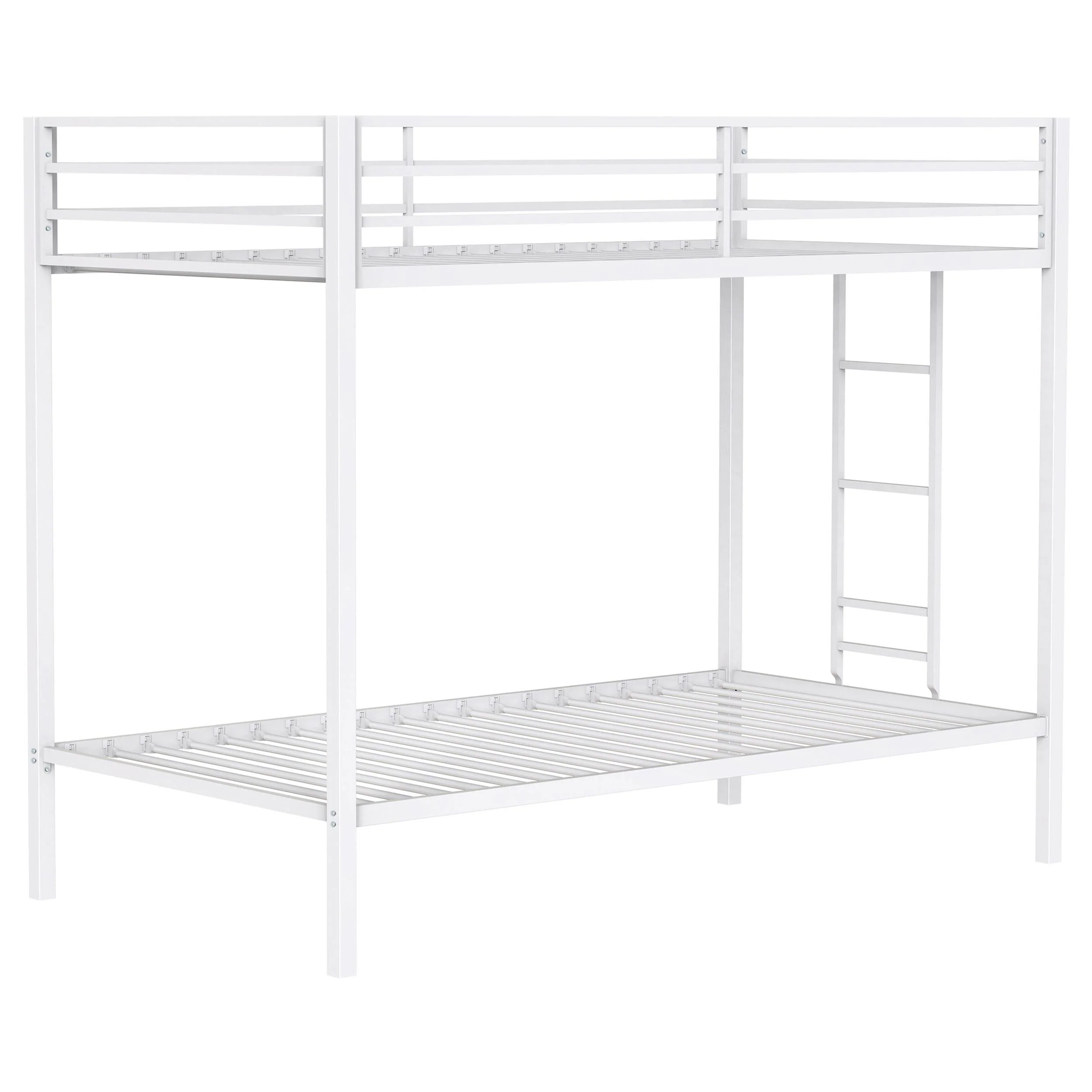 Alevera Metal Twin Over Twin Bunk Bed with Ladder White - Image 3
