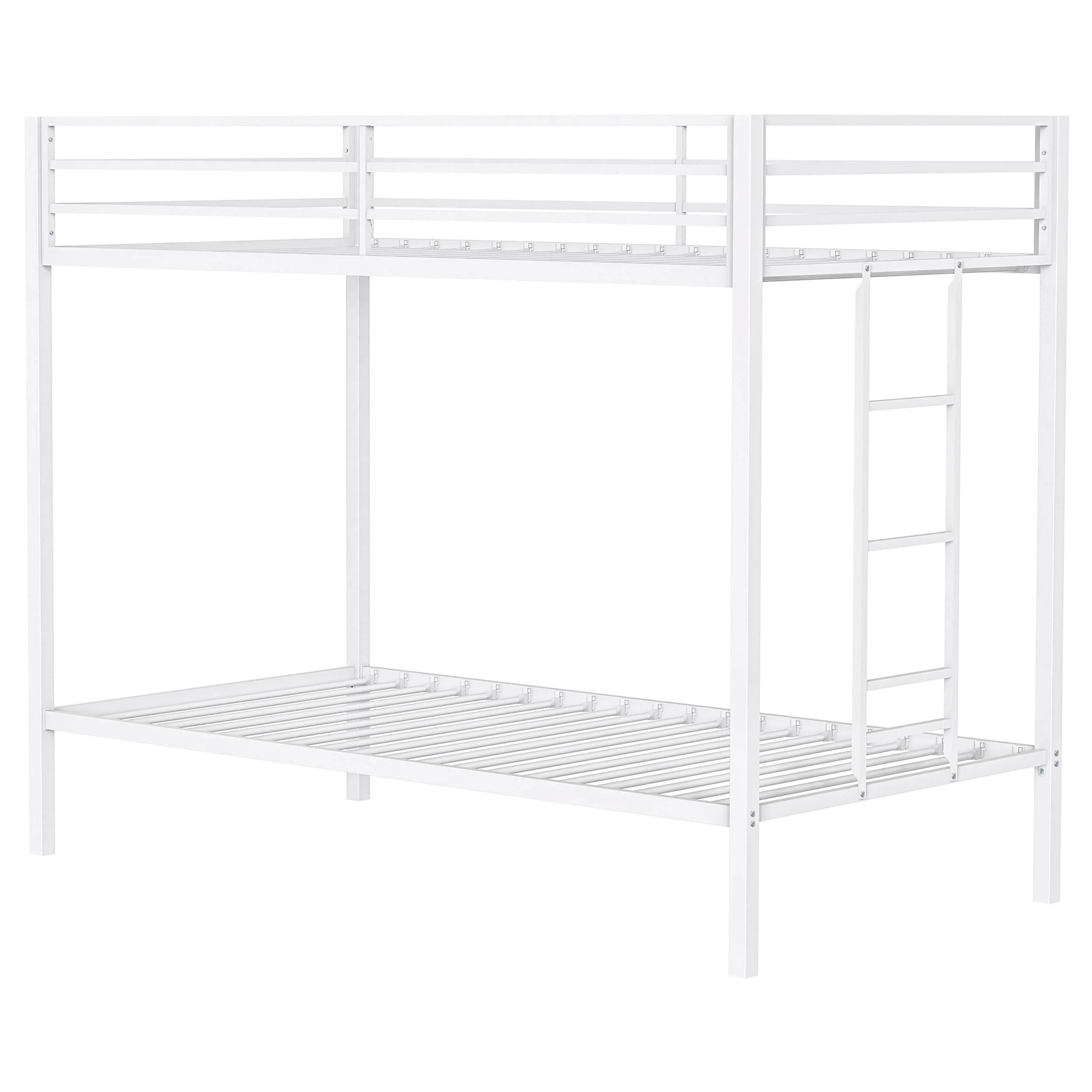 Alevera Metal Twin Over Twin Bunk Bed with Ladder White - Image 5