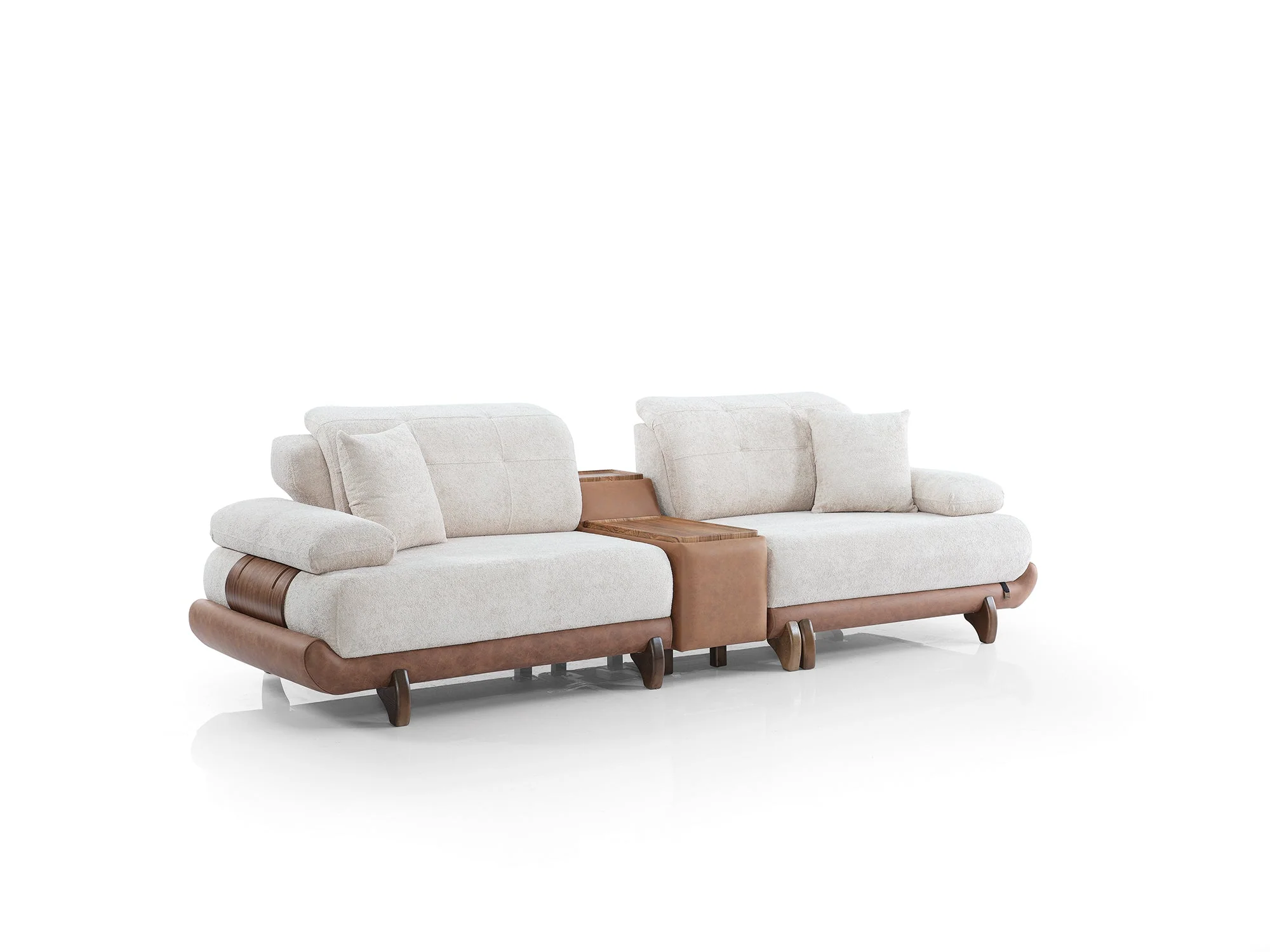 Alexa 4-pieces (Sofa & Module Sofa & 2 Chair) Livingroom Set Cream - Image 4