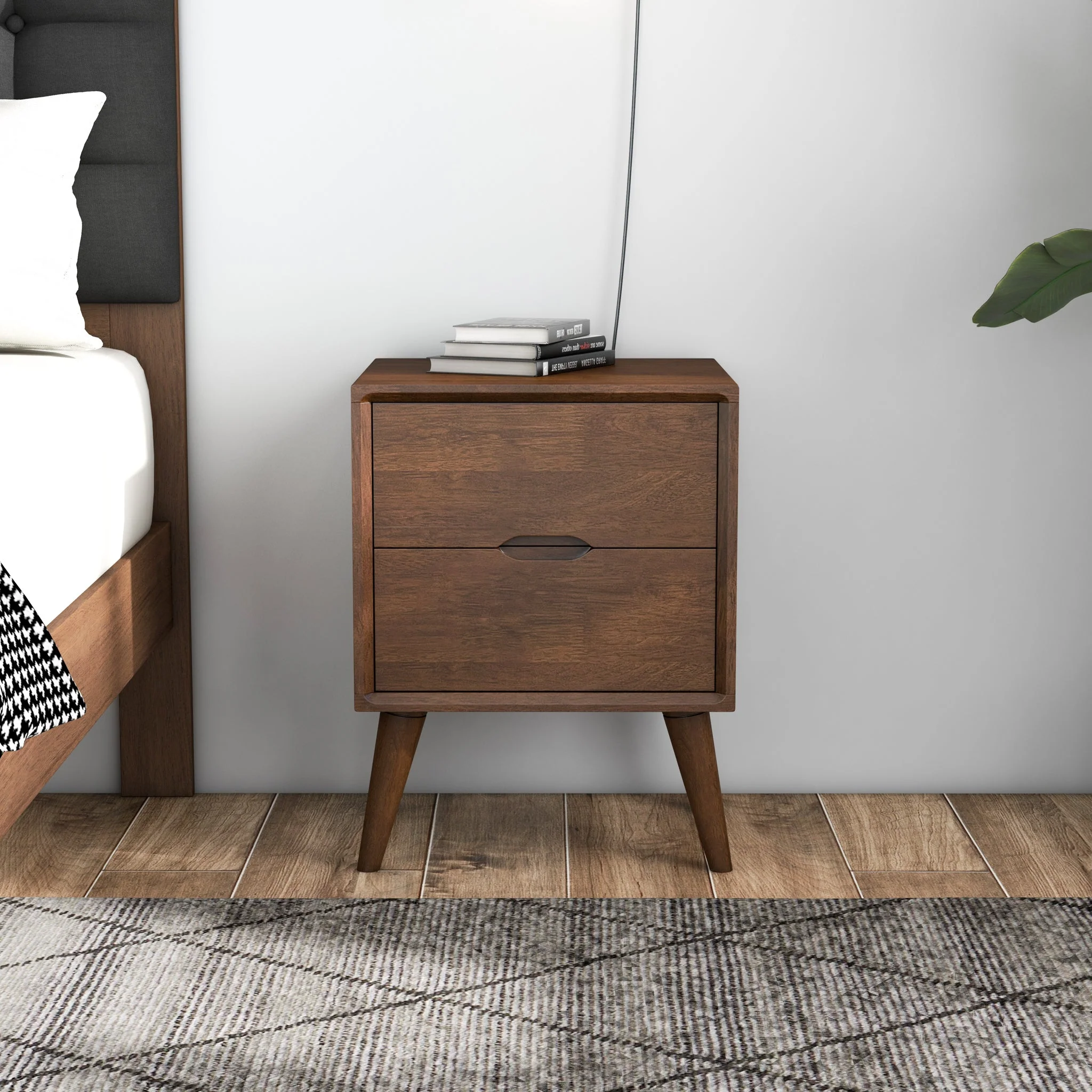 Alexandra Walnut Nightstand - 2 Drawers - Image 6