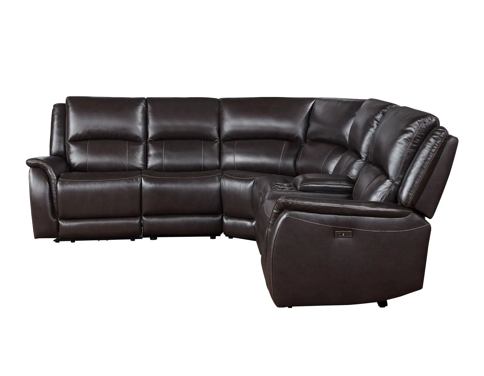 Alexandria Chocolate Top-Grain Leather 6-Piece Power Reclining Set - Image 5