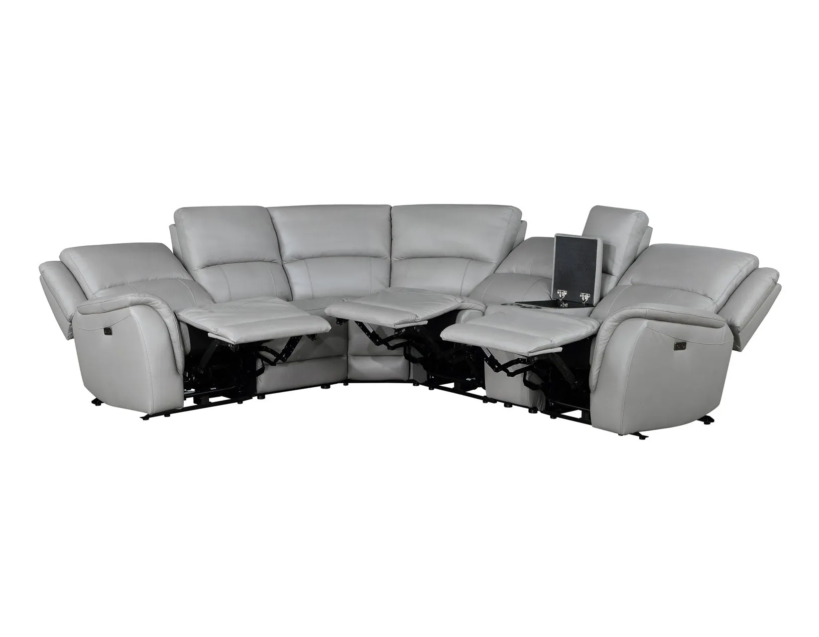 Alexandria Stone Top-Grain Leather 6-Piece Power Reclining Set - Image 7