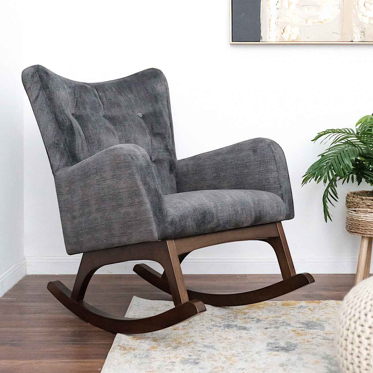 Alistair Gray Fabric Rocking Chair - Image 2