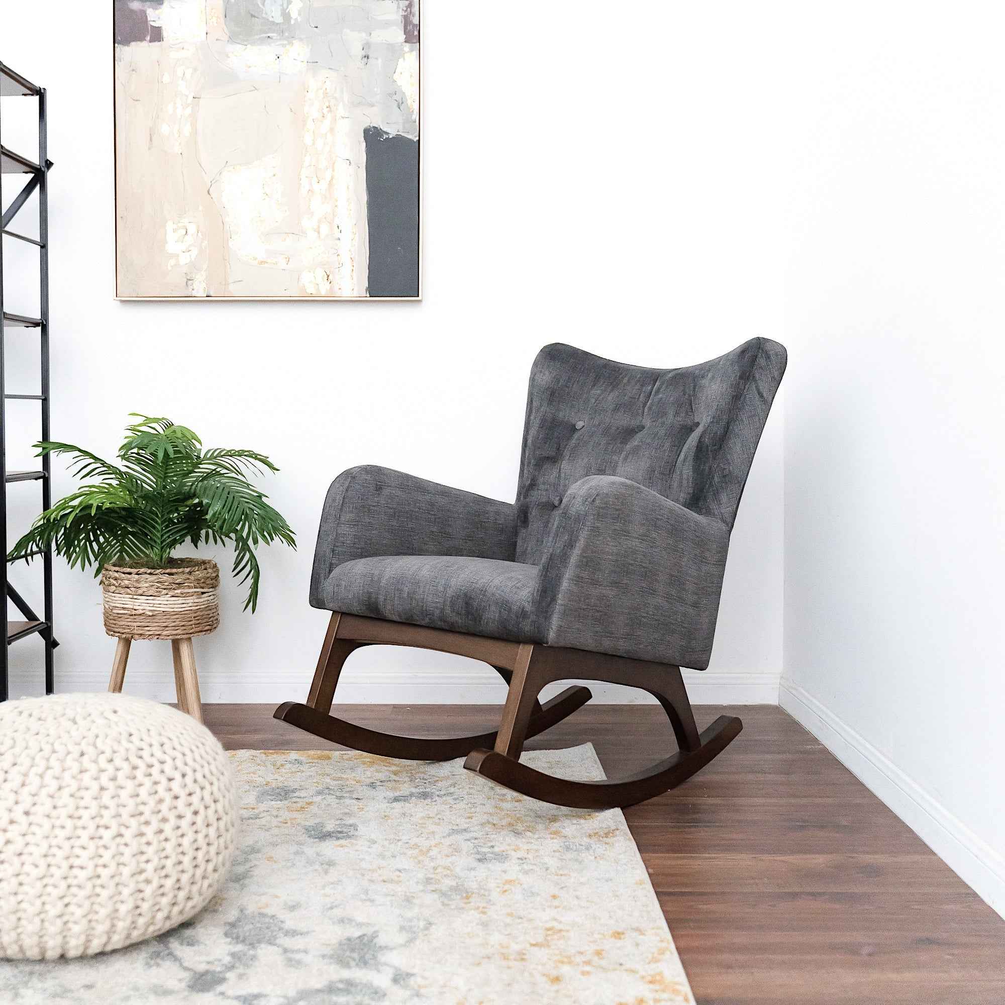 Alistair Gray Fabric Rocking Chair - Image 3