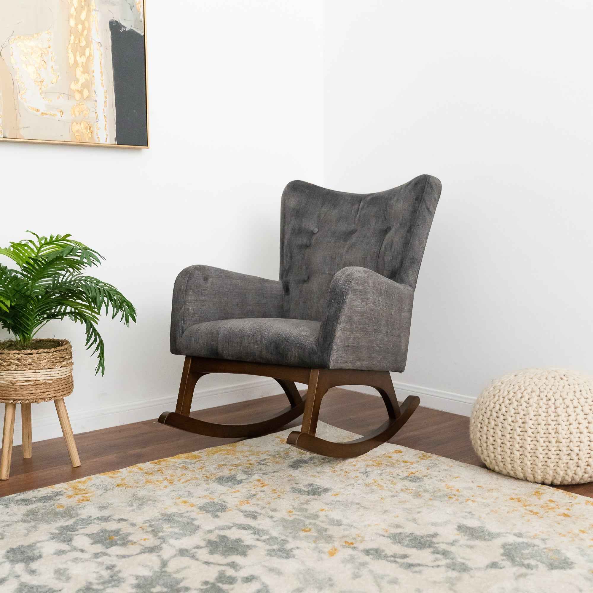 Alistair Gray Fabric Rocking Chair - Image 5