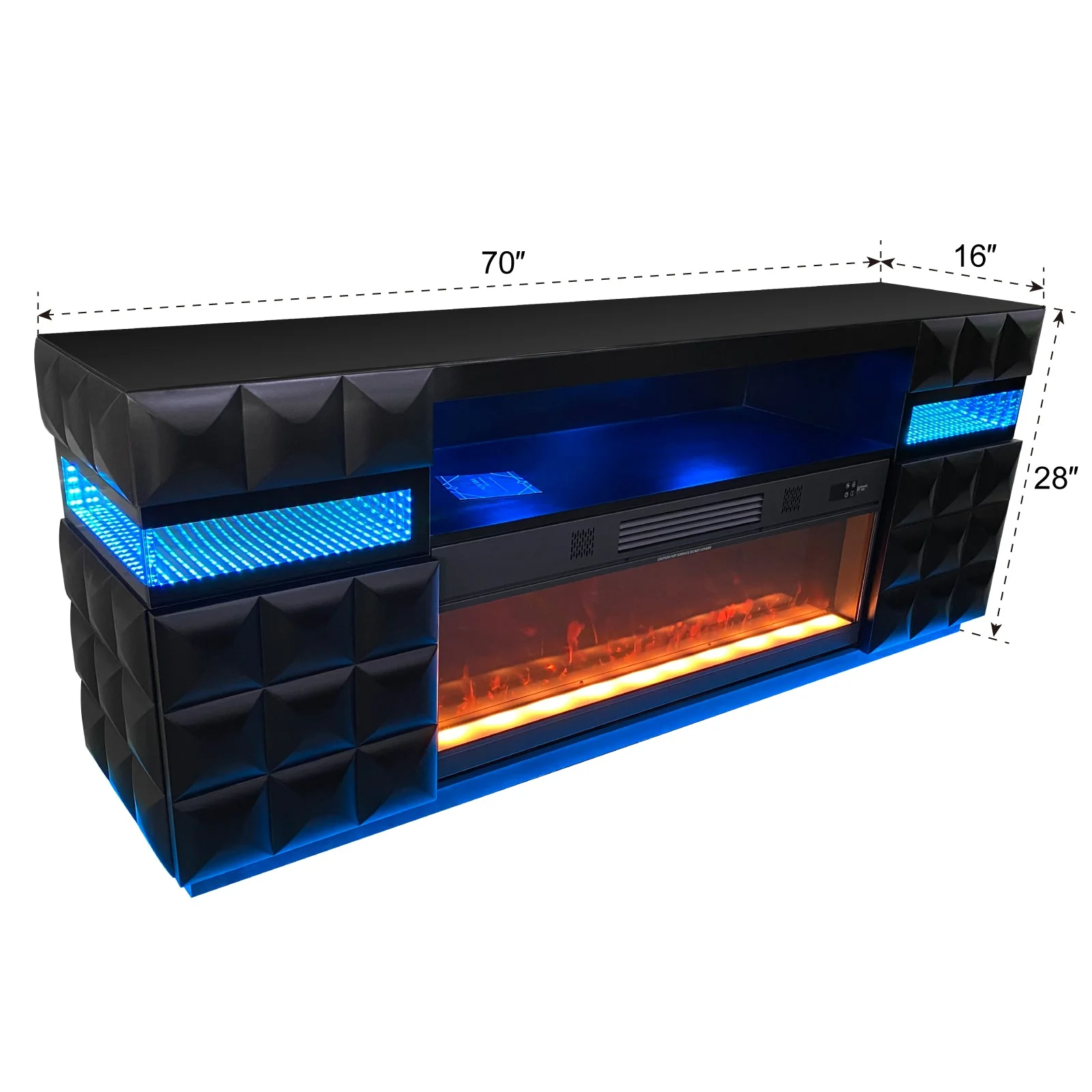 Alix Black TV Stand and Fire Place - Image 3
