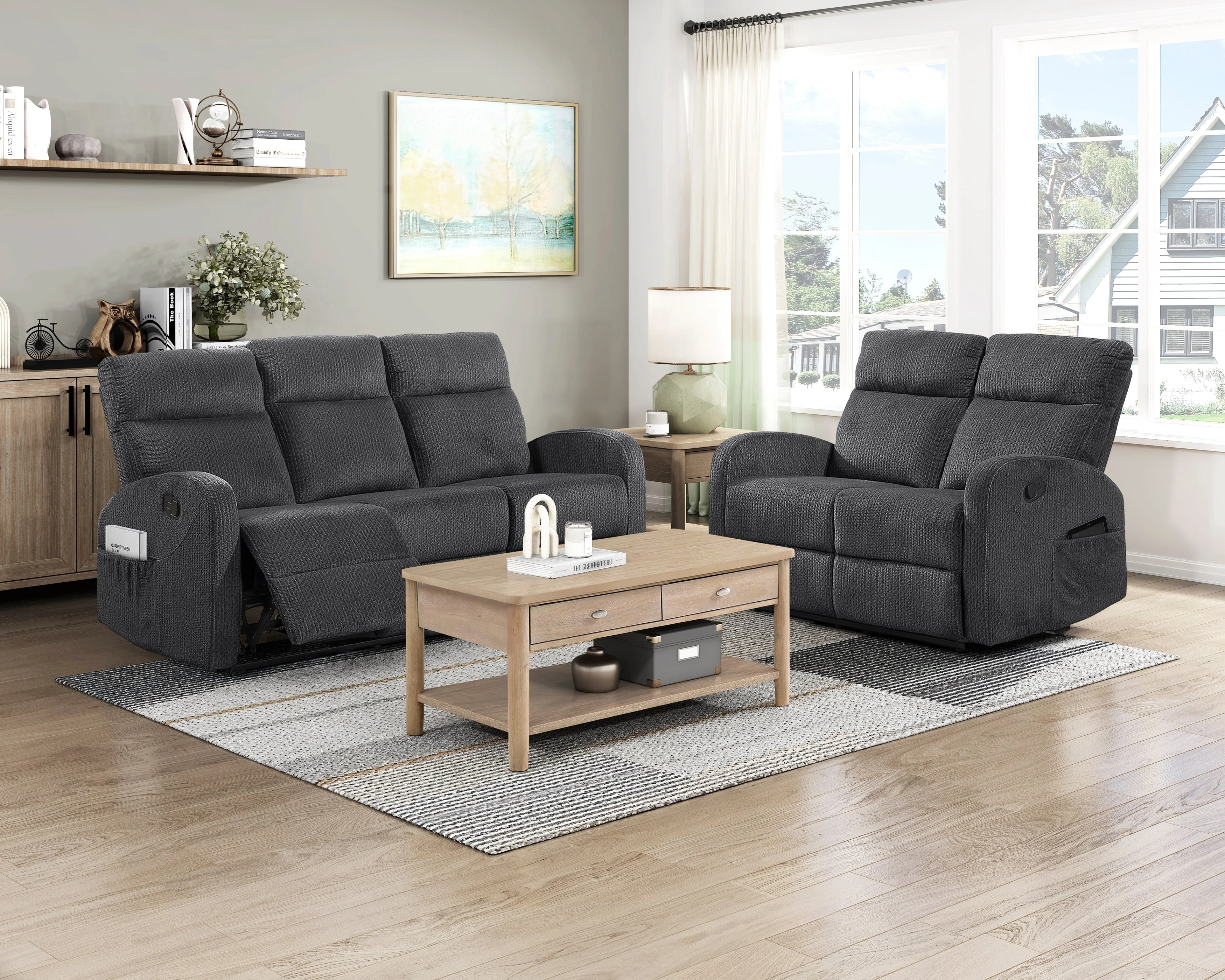 Allen Dark Gray Double Reclining Loveseat - Image 7