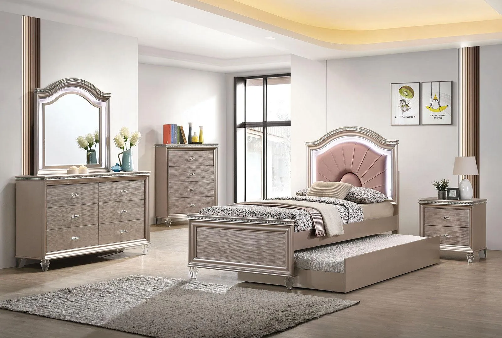 Allie Rose Gold Twin Bed - Image 2