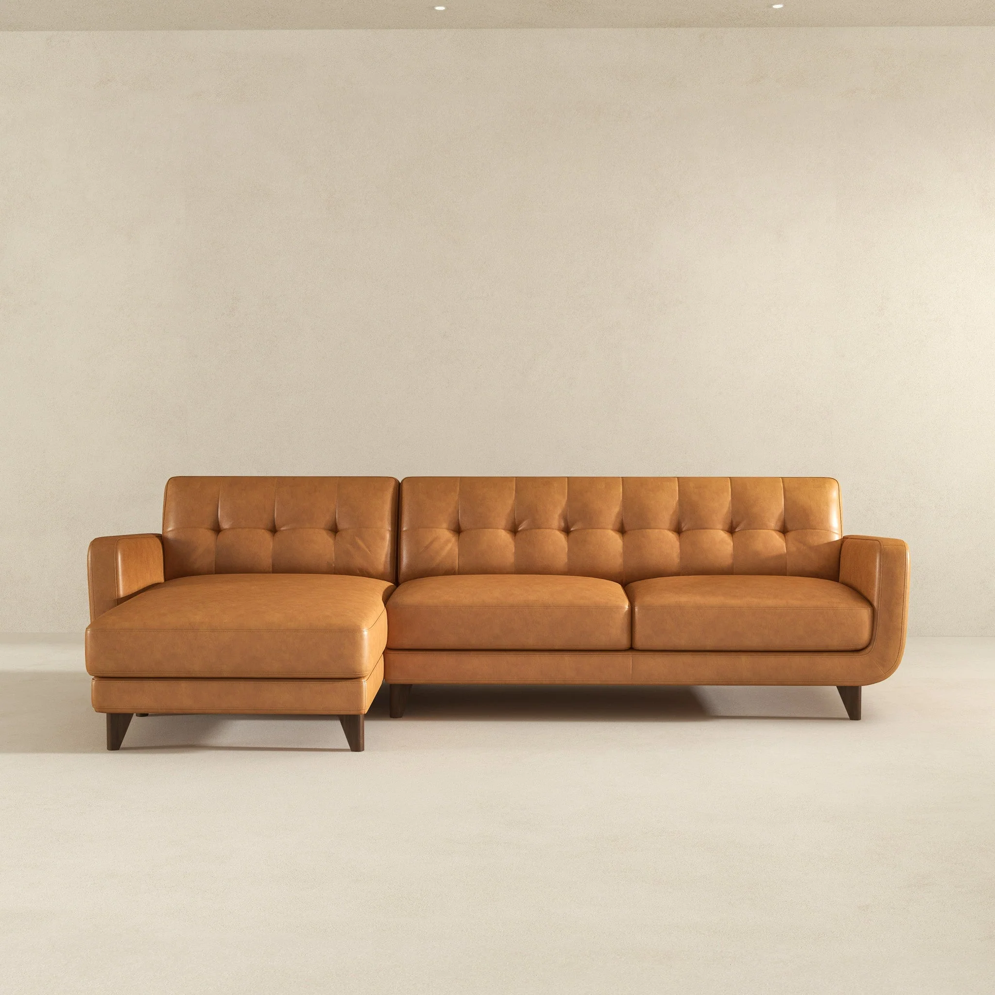 Allison Left-Facing Tan Leather Sectional Sofa - Image 2