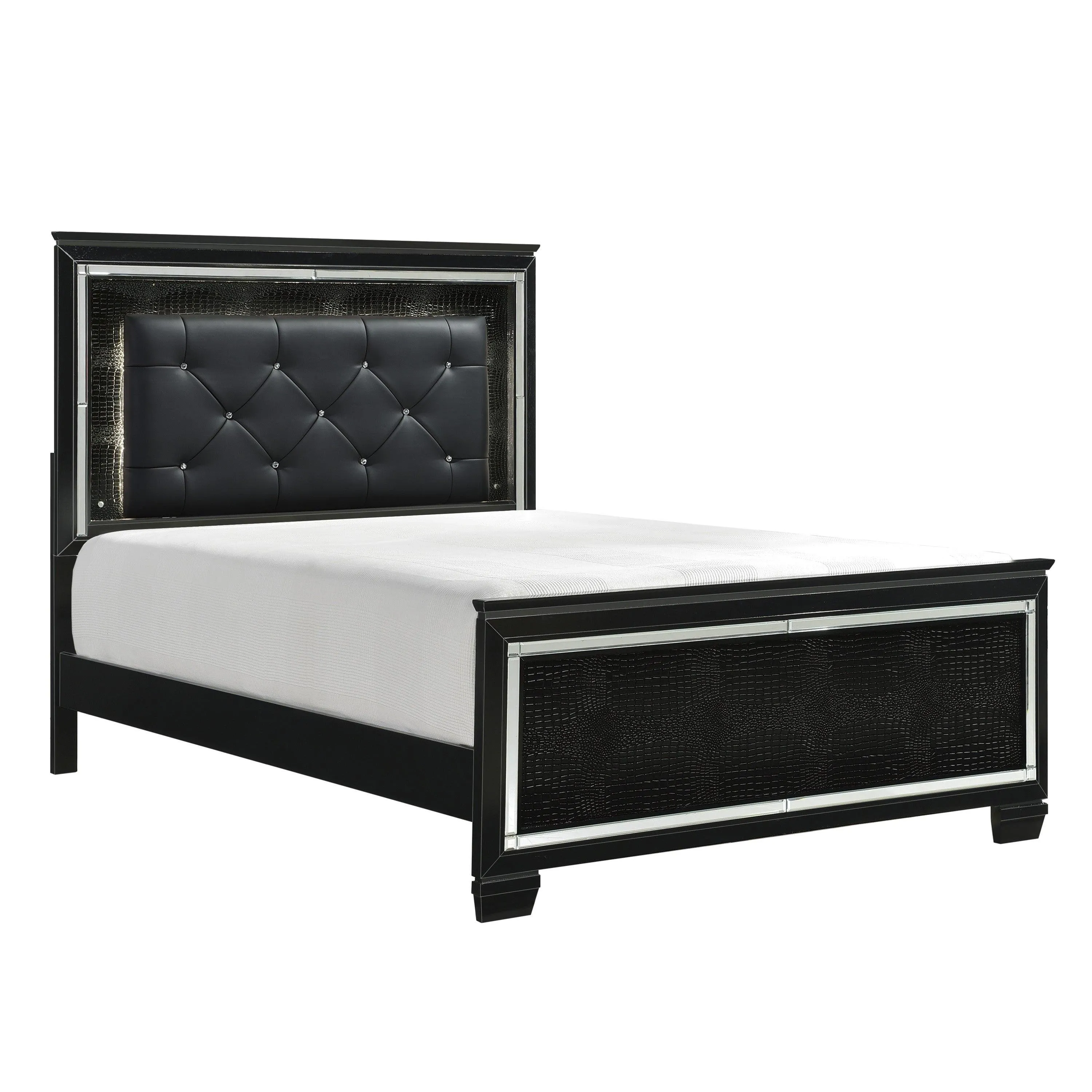 Allura Black LED Upholstered Panel Bedroom Set - Image 2