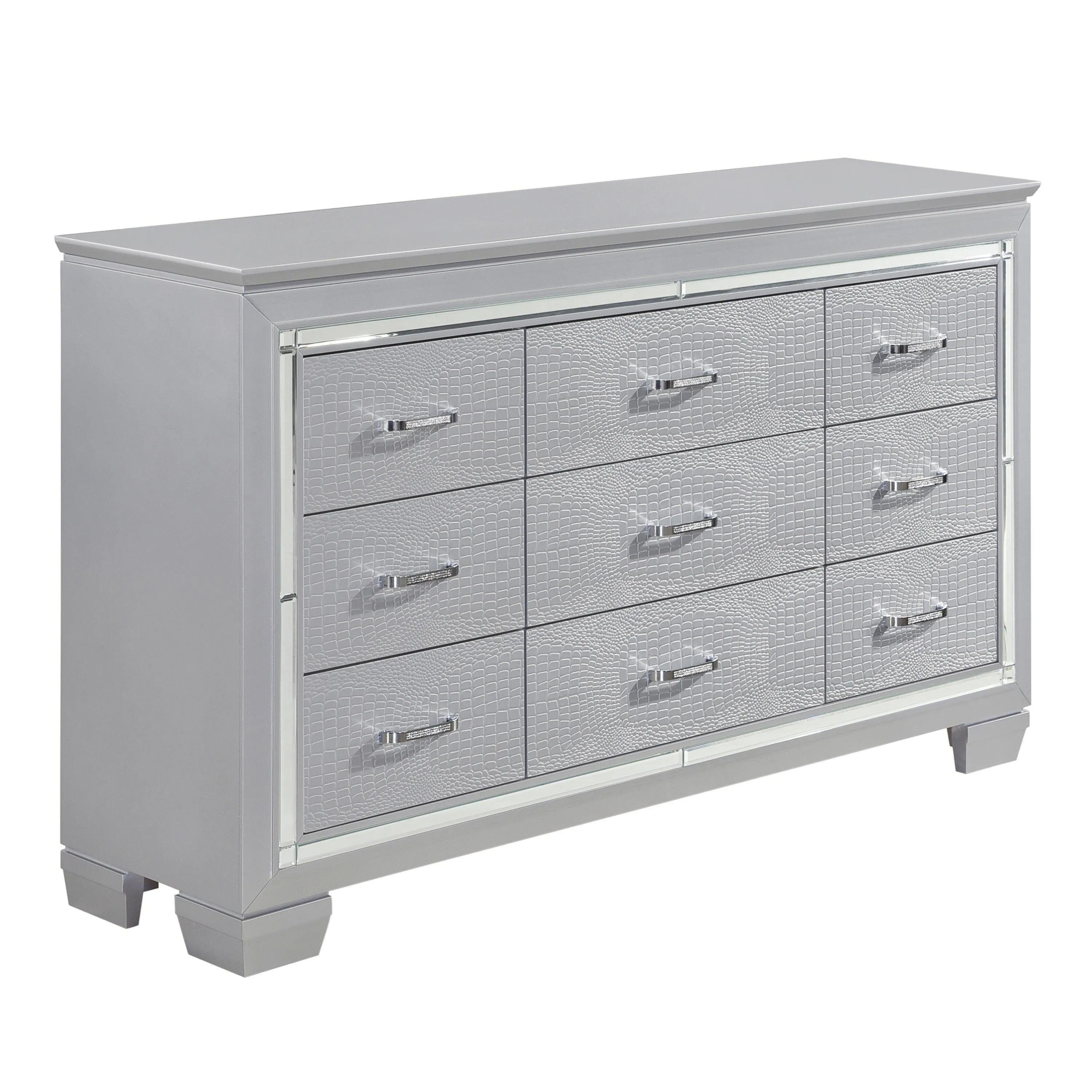 Allura Silver LED Upholstered Panel Bedroom Set - Image 10