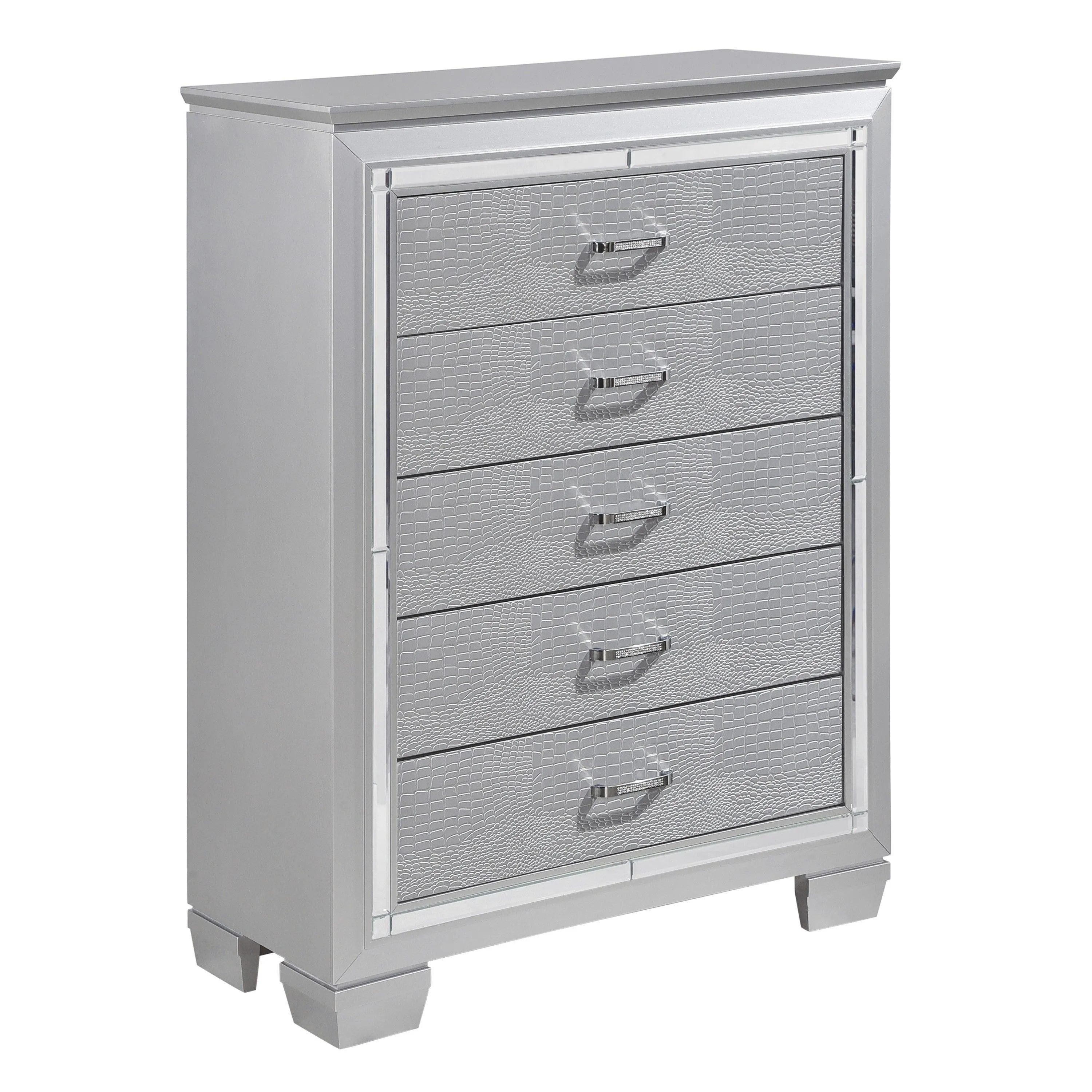 Allura Silver LED Upholstered Panel Bedroom Set - Image 14