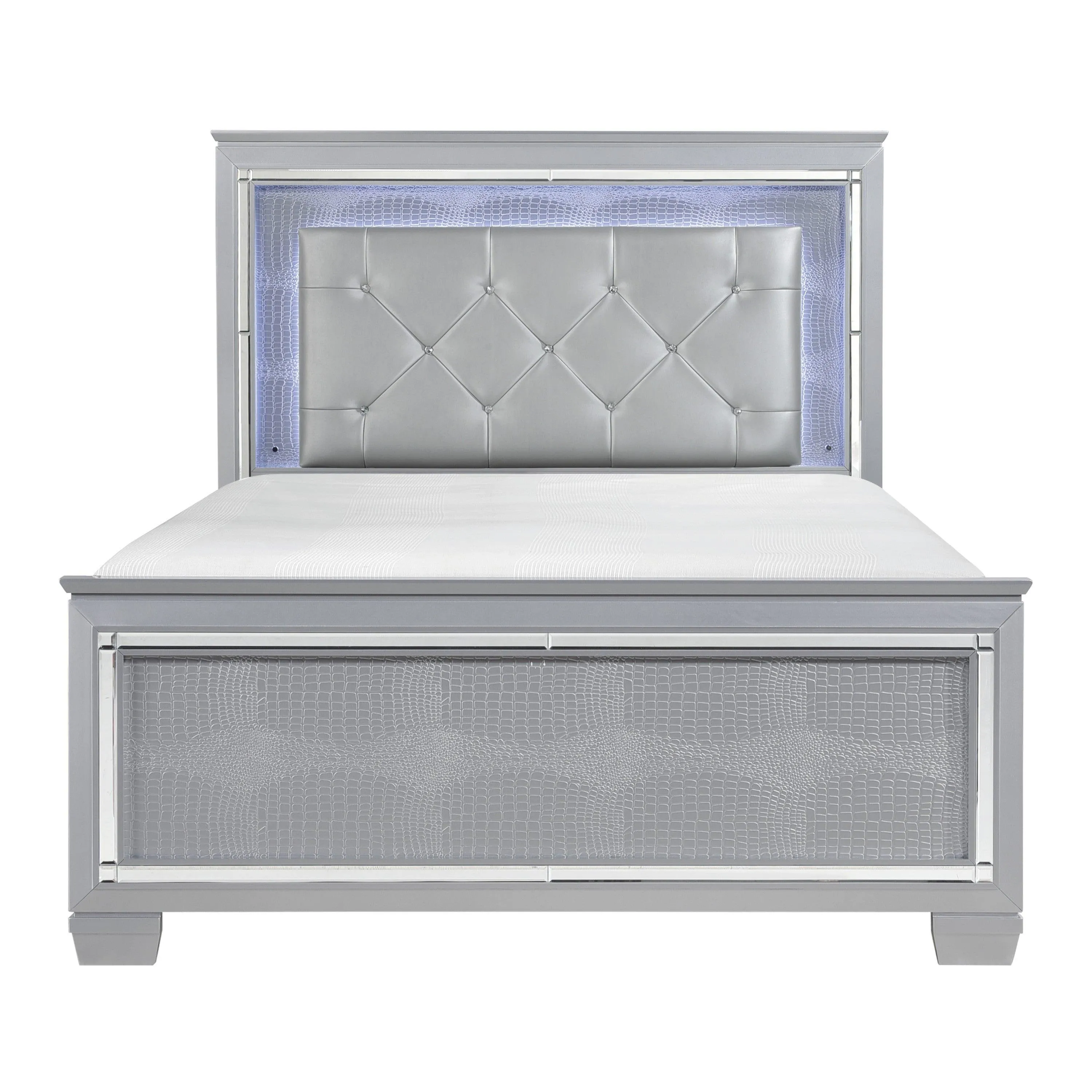 Allura Silver LED Upholstered Panel Youth Bedroom Set - Image 3