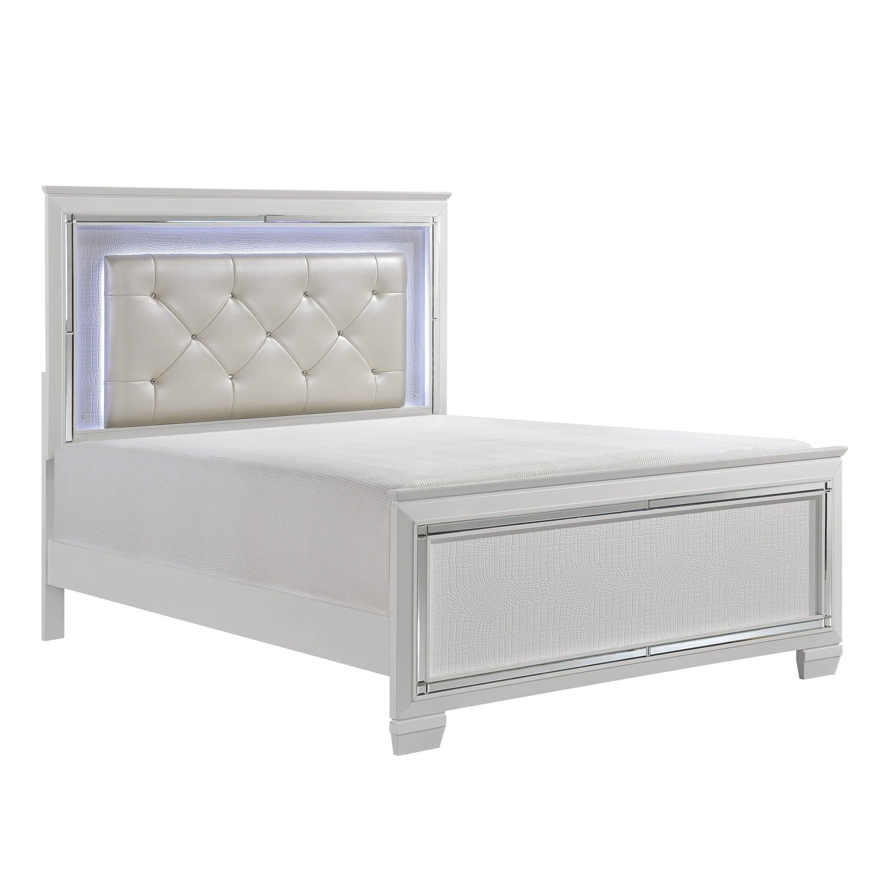 Allura White LED Upholstered Panel Bedroom Set - Image 2