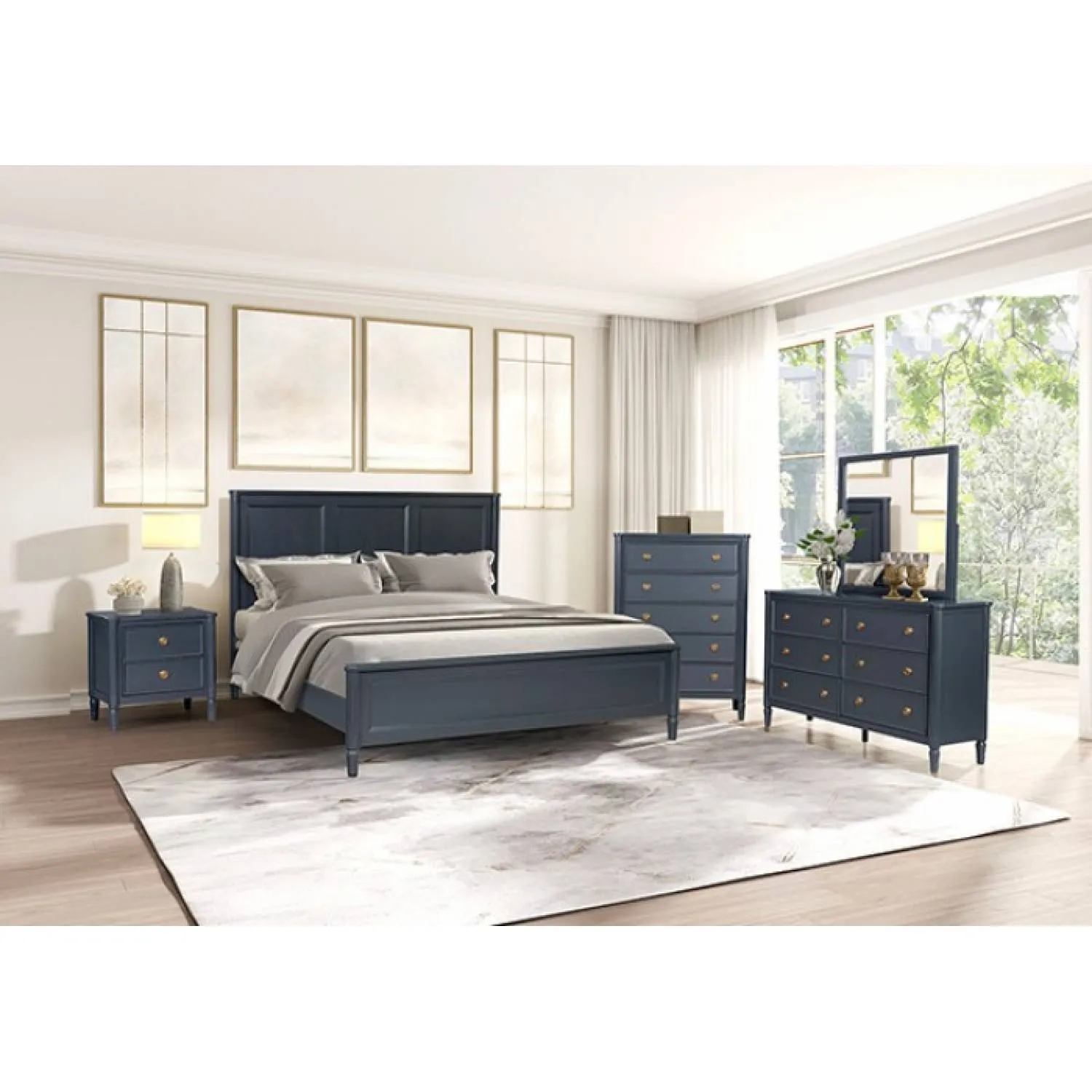 Altamira Malta Blue 5-Piece Queen Bedroom Set