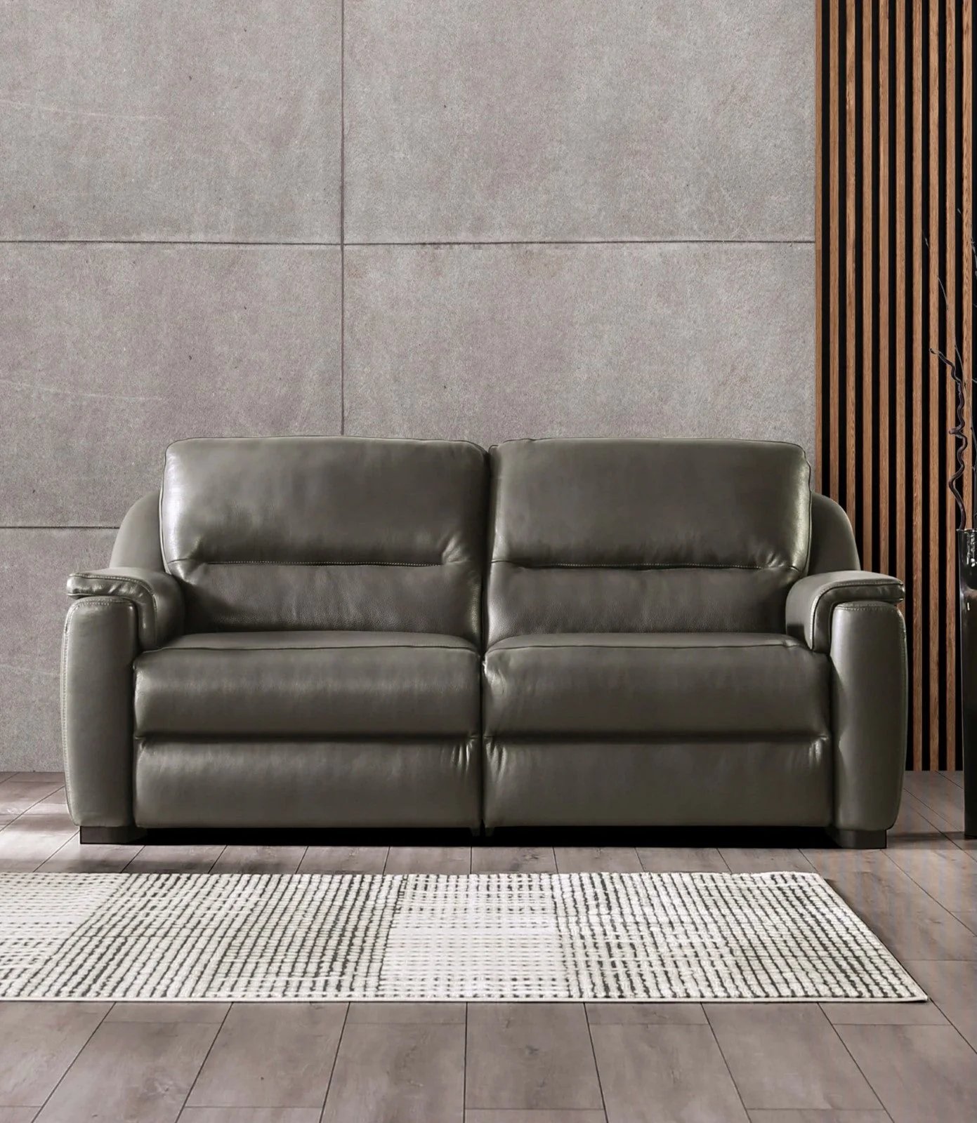 Altamura Gray Real Italian Leather Power Reclining Sofa & Loveseat - Image 2