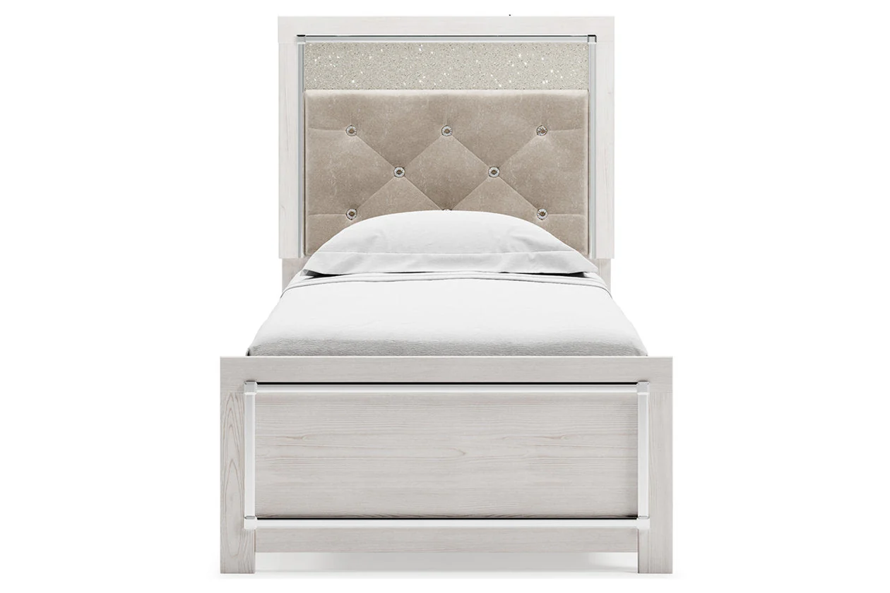 Altyra White Twin Upholstered Panel Bed - Image 4