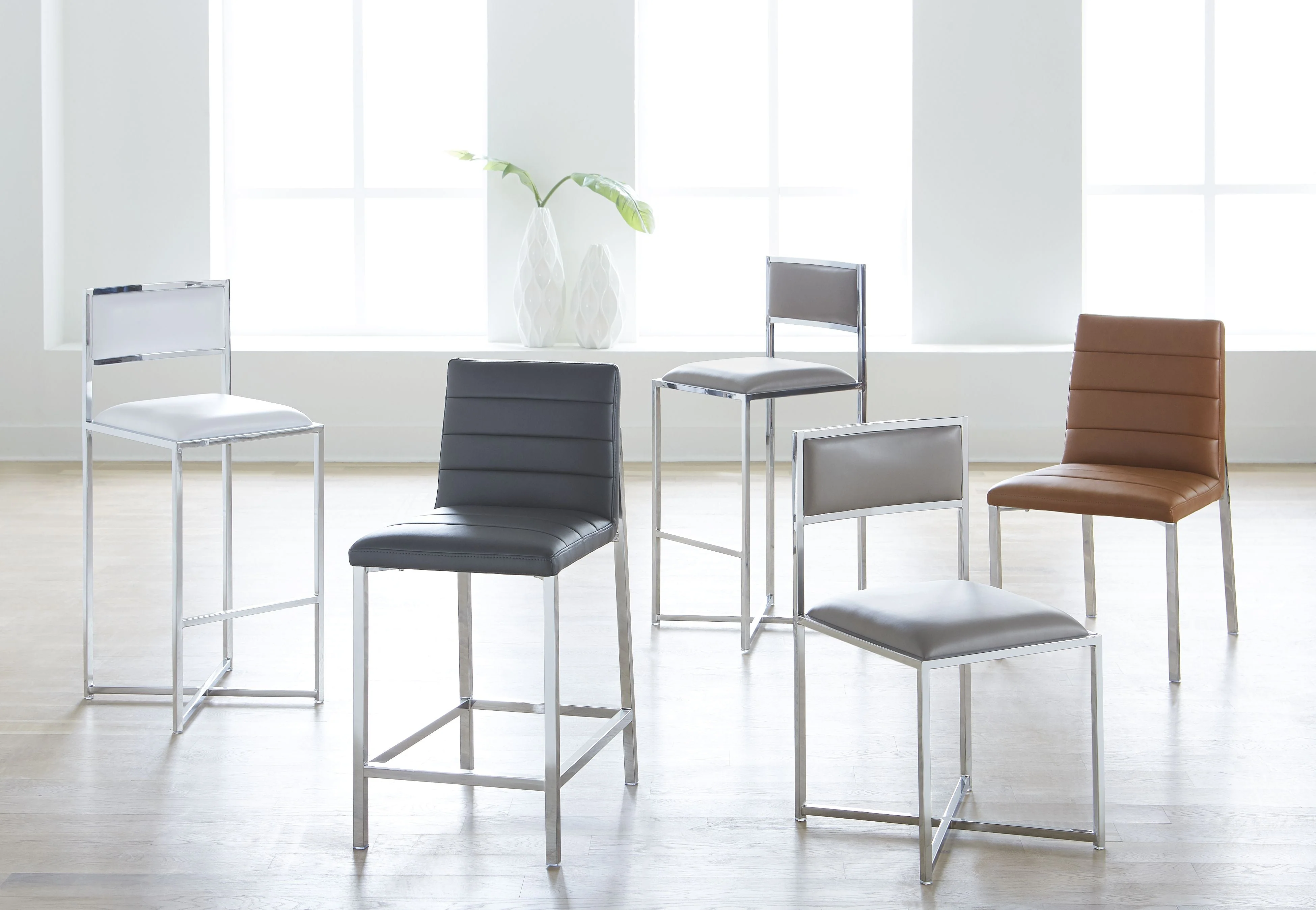 Amalfi X-Base Chair in White Leather (Set of 2) - Image 6