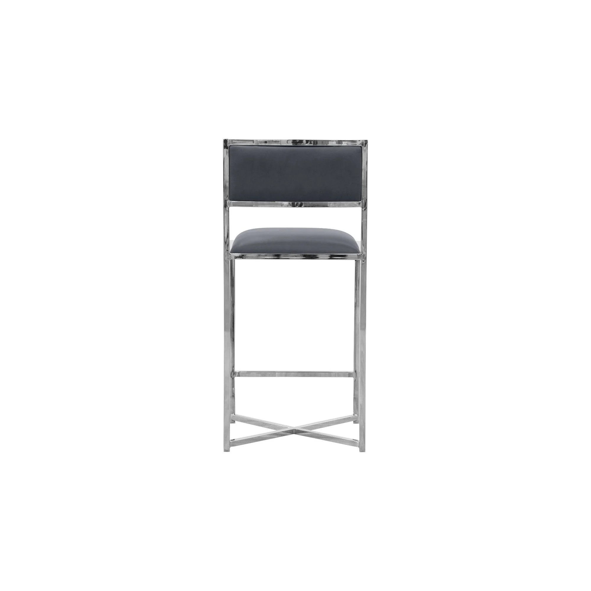 Amalfi X-Base Counter Stool in Cobalt Leather (Set of 2) - Image 3