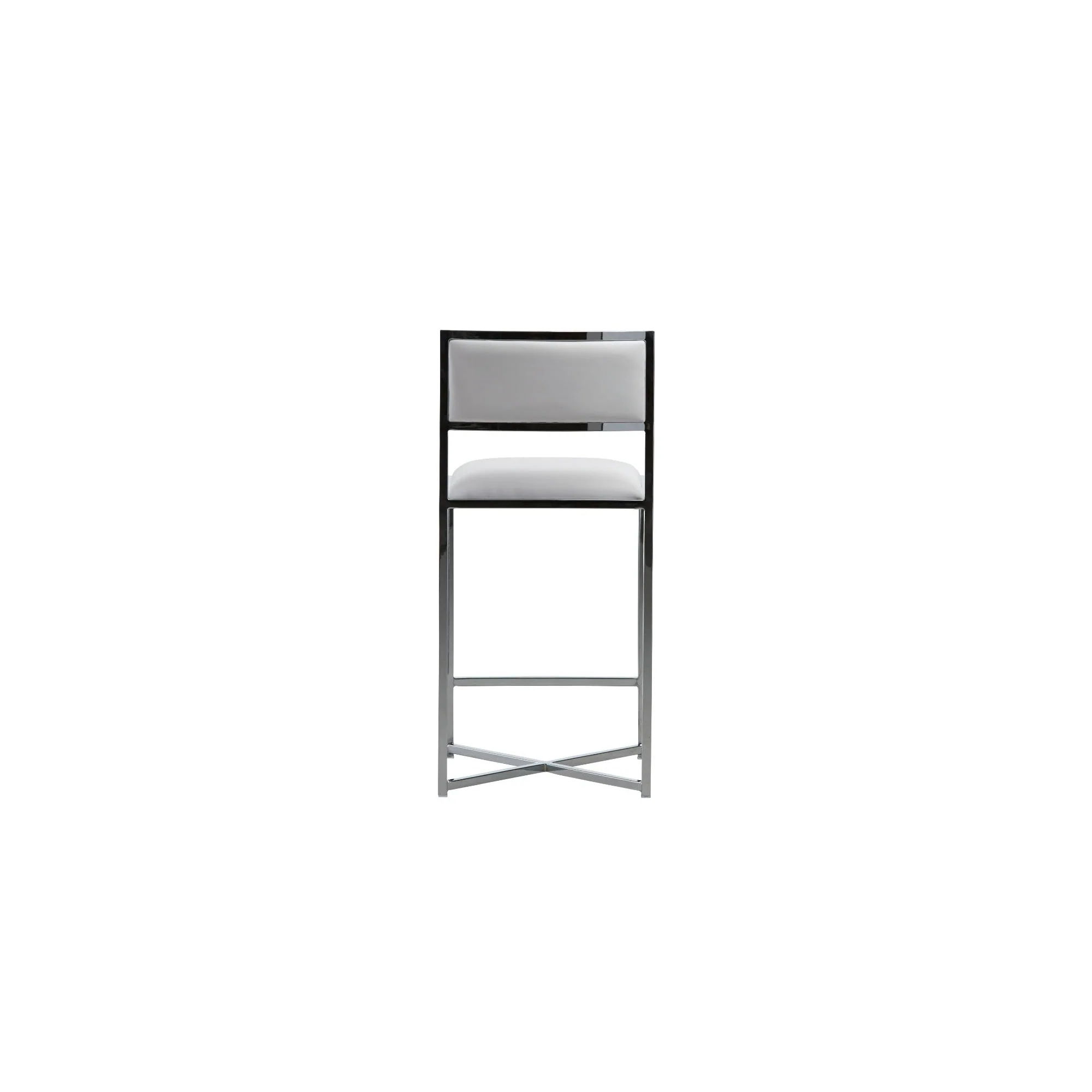 Amalfi X-Base Counter Stool in White Leather (Set of 2) - Image 4