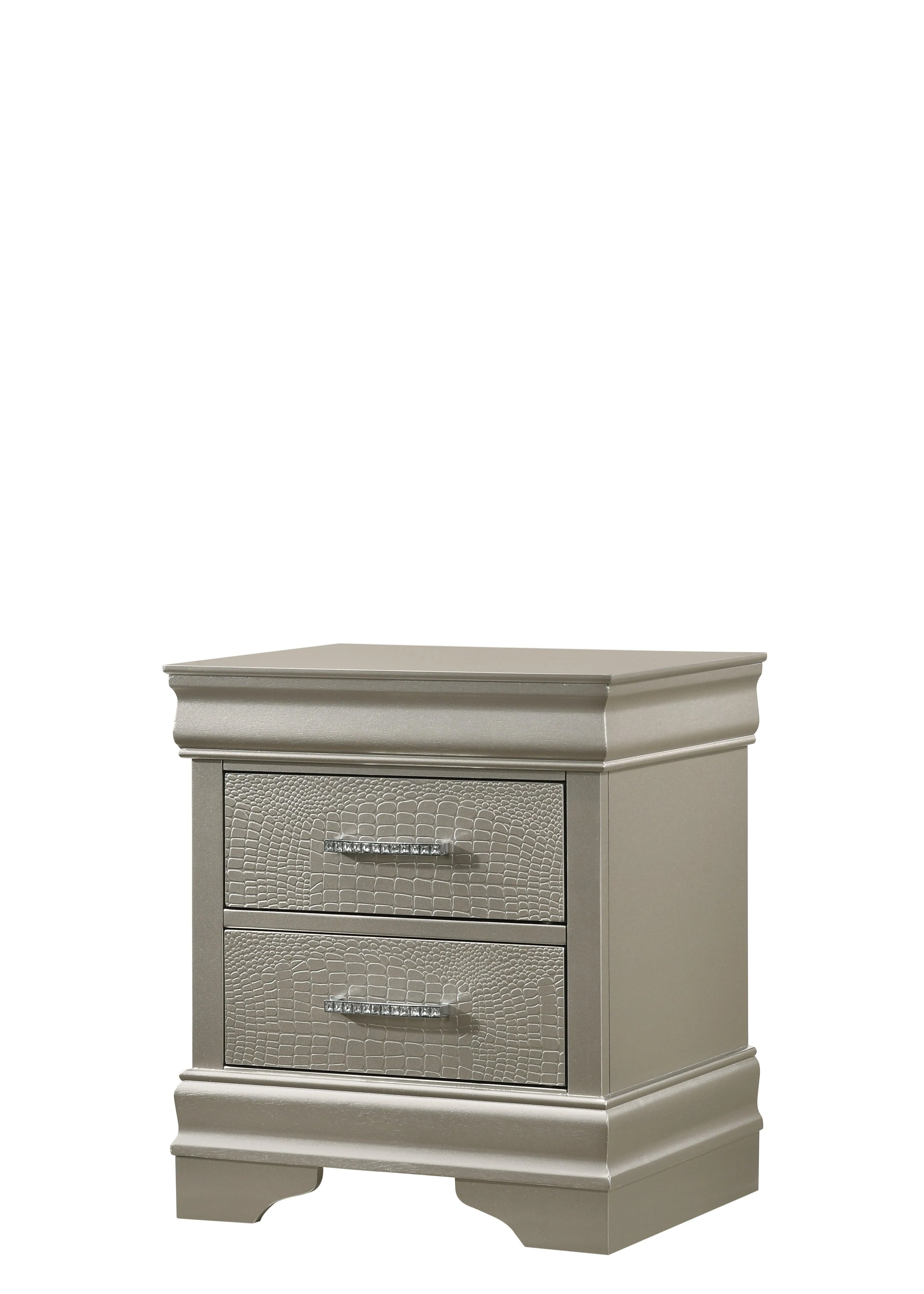 Amalia Champagne Silver Upholstered Panel Bedroom Set - Image 5