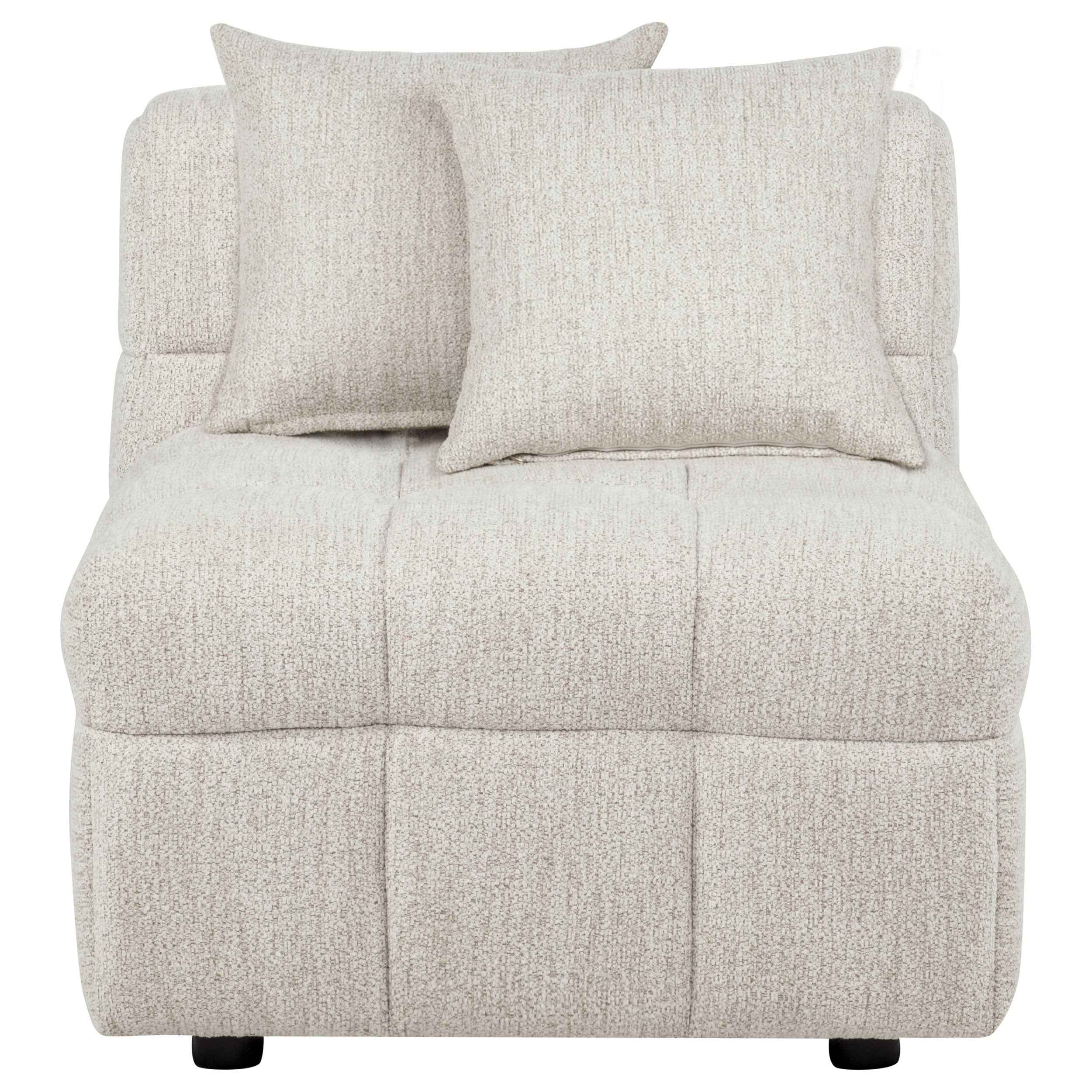 Amara Ivory Upholstered Armless Chair - Image 2