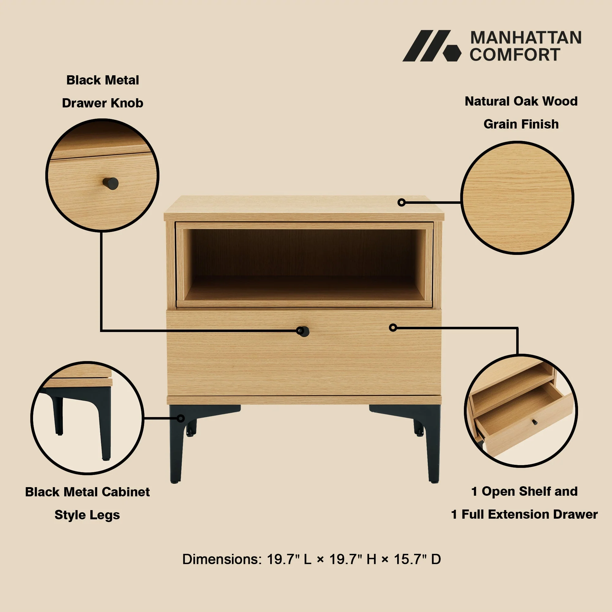Amara Nightstand in Natural Oak - Image 4