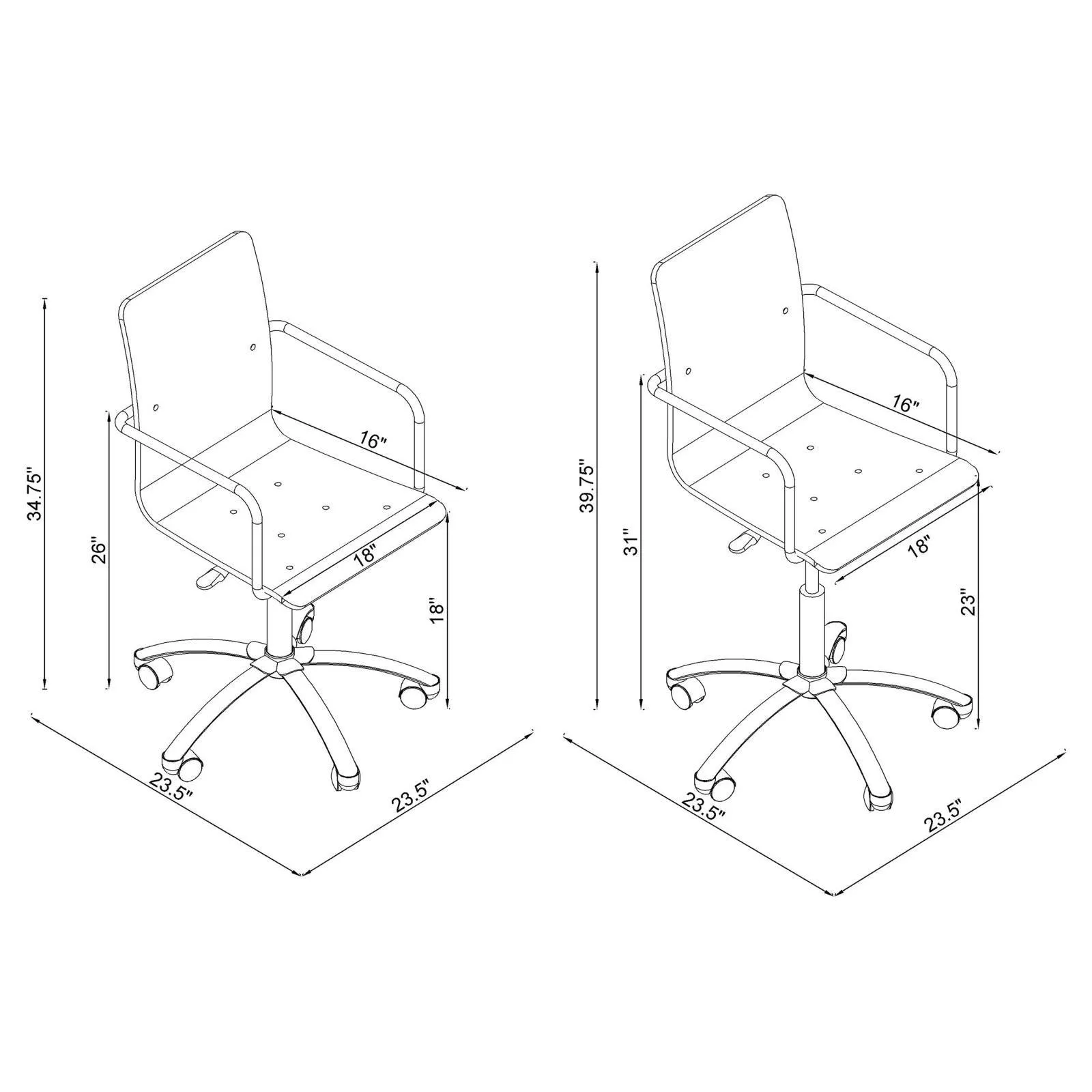 Amaturo Clear/Chrome Office Chair with Casters - Image 10