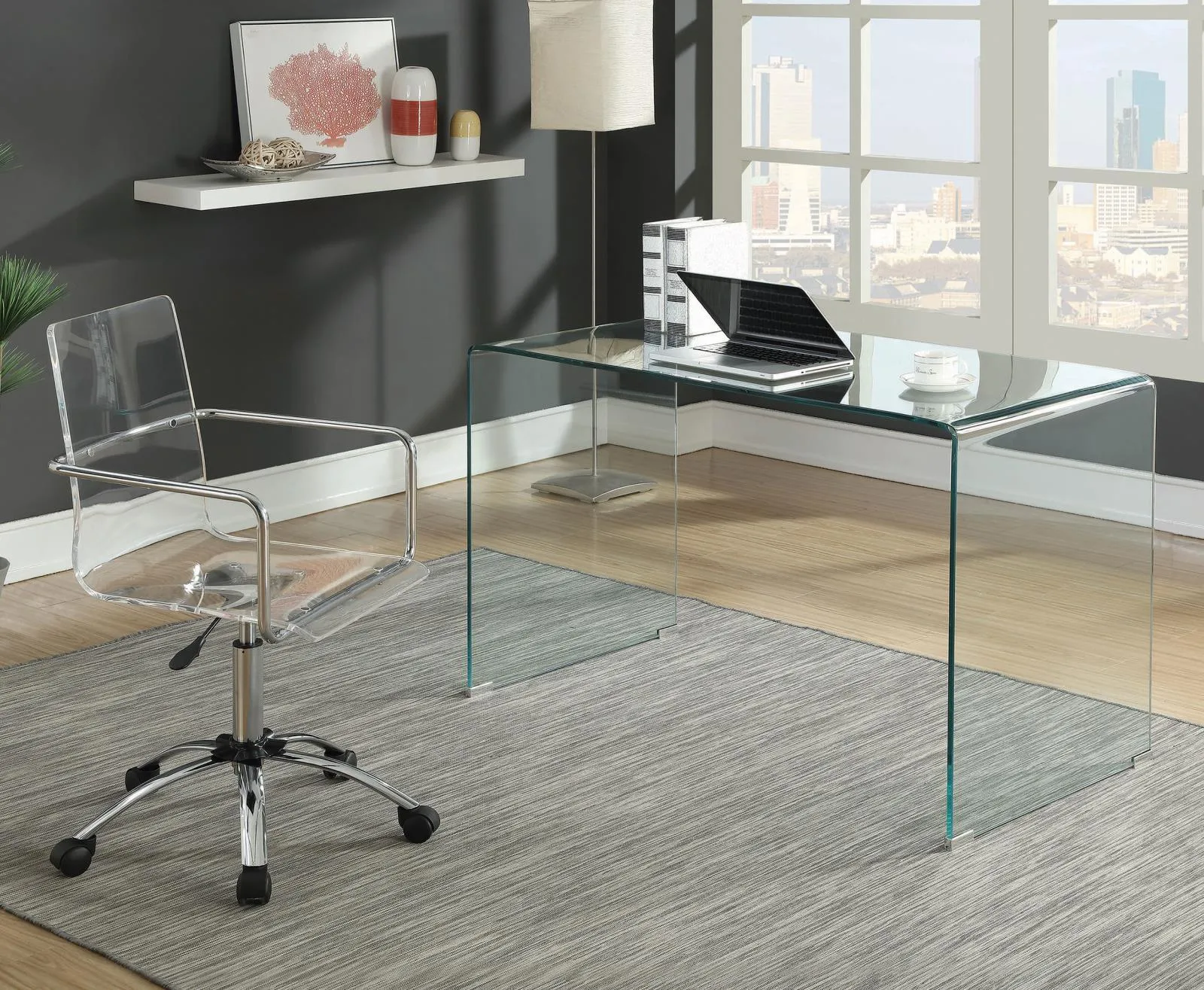 Amaturo Clear/Chrome Office Chair with Casters - Image 8
