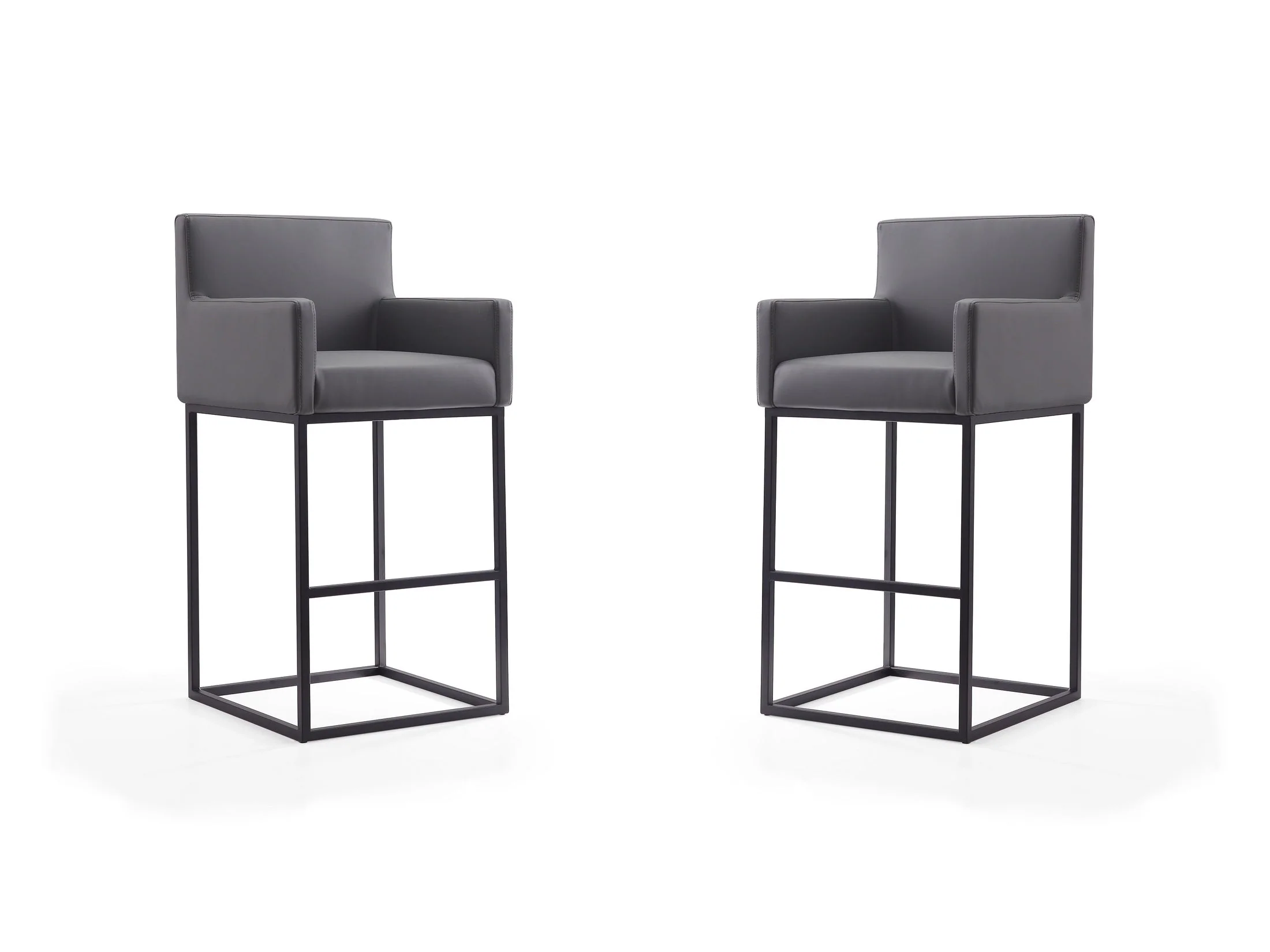 Ambassador Barstool in Grey and Black (set of 2)