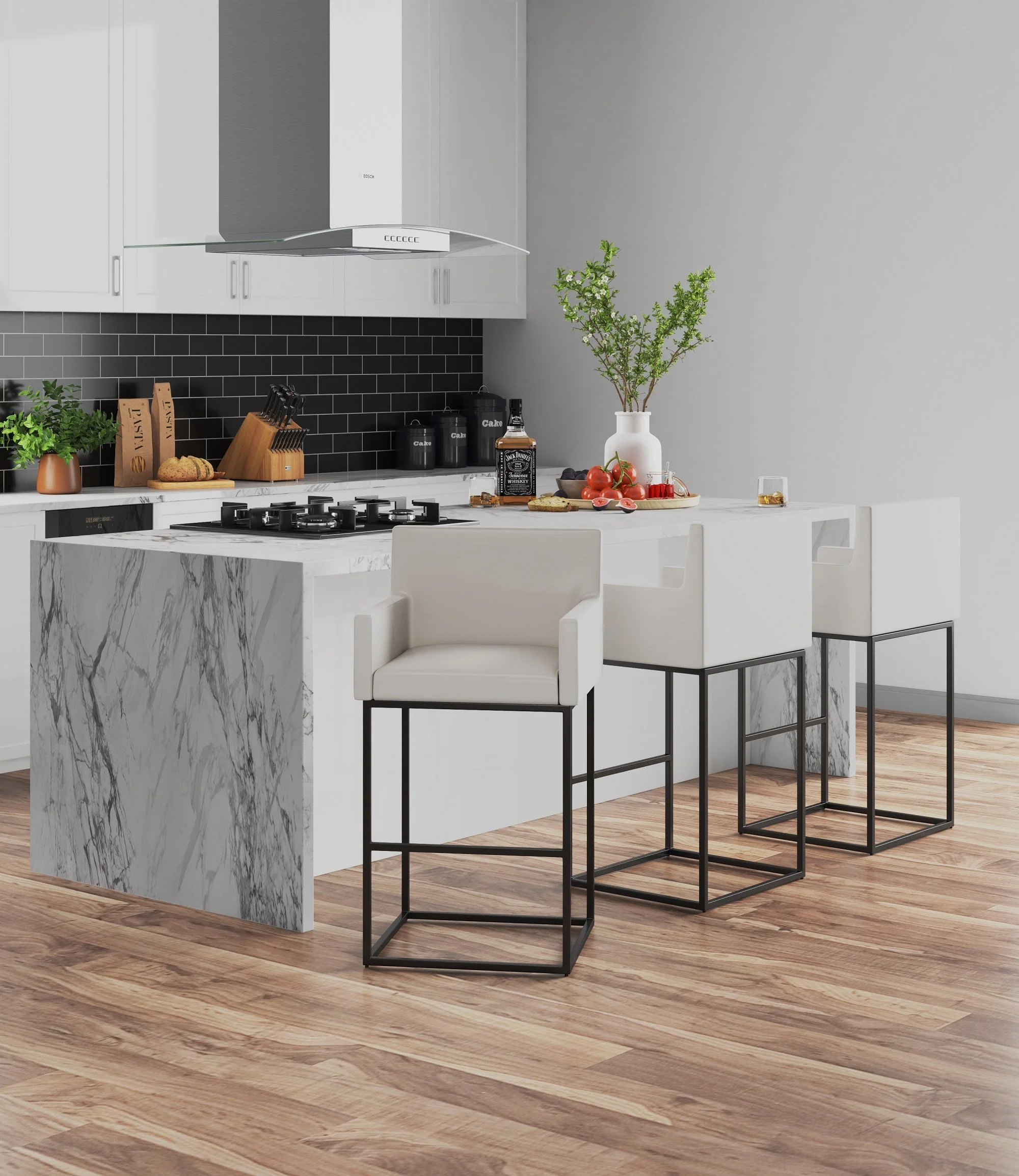 Ambassador Counter Stool in Cream and Black - Image 2