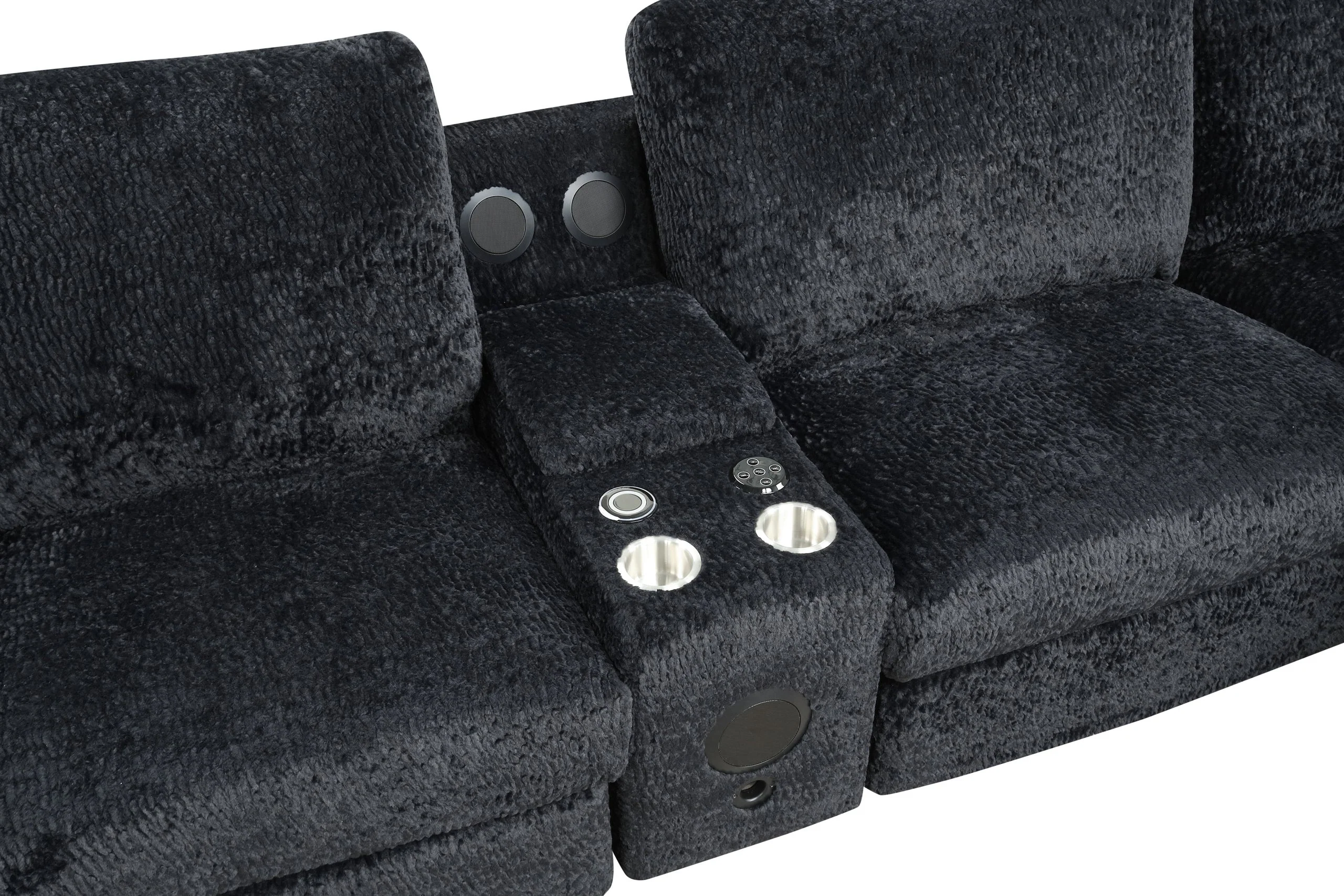 Amelia Black Power Reclining Sectional (w/ Bluetooth Speakers) - Image 3