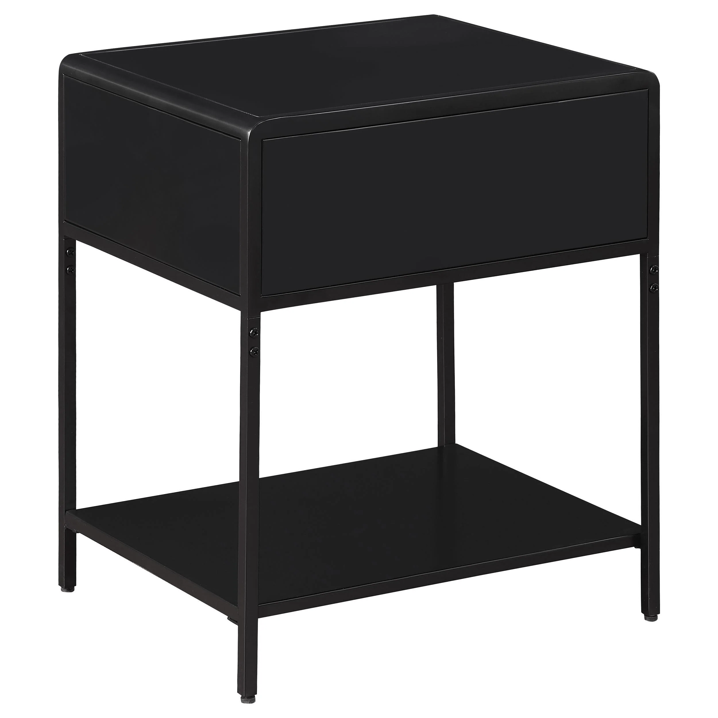 Amherst Black 1-drawer Radio Weave Rattan Metal Side Table - Image 5