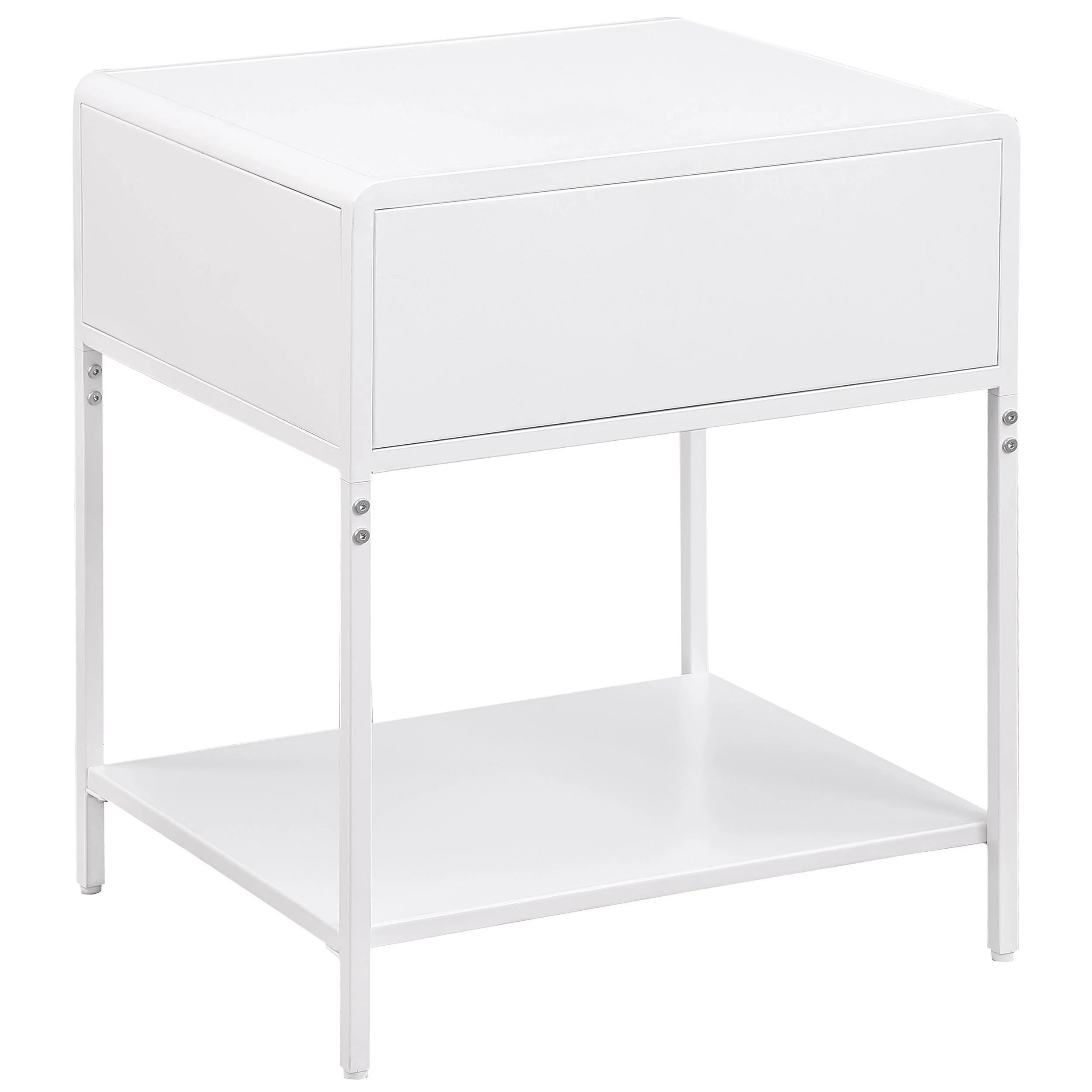 Amherst White 1-drawer Radio Weave Rattan Metal Side Table - Image 5