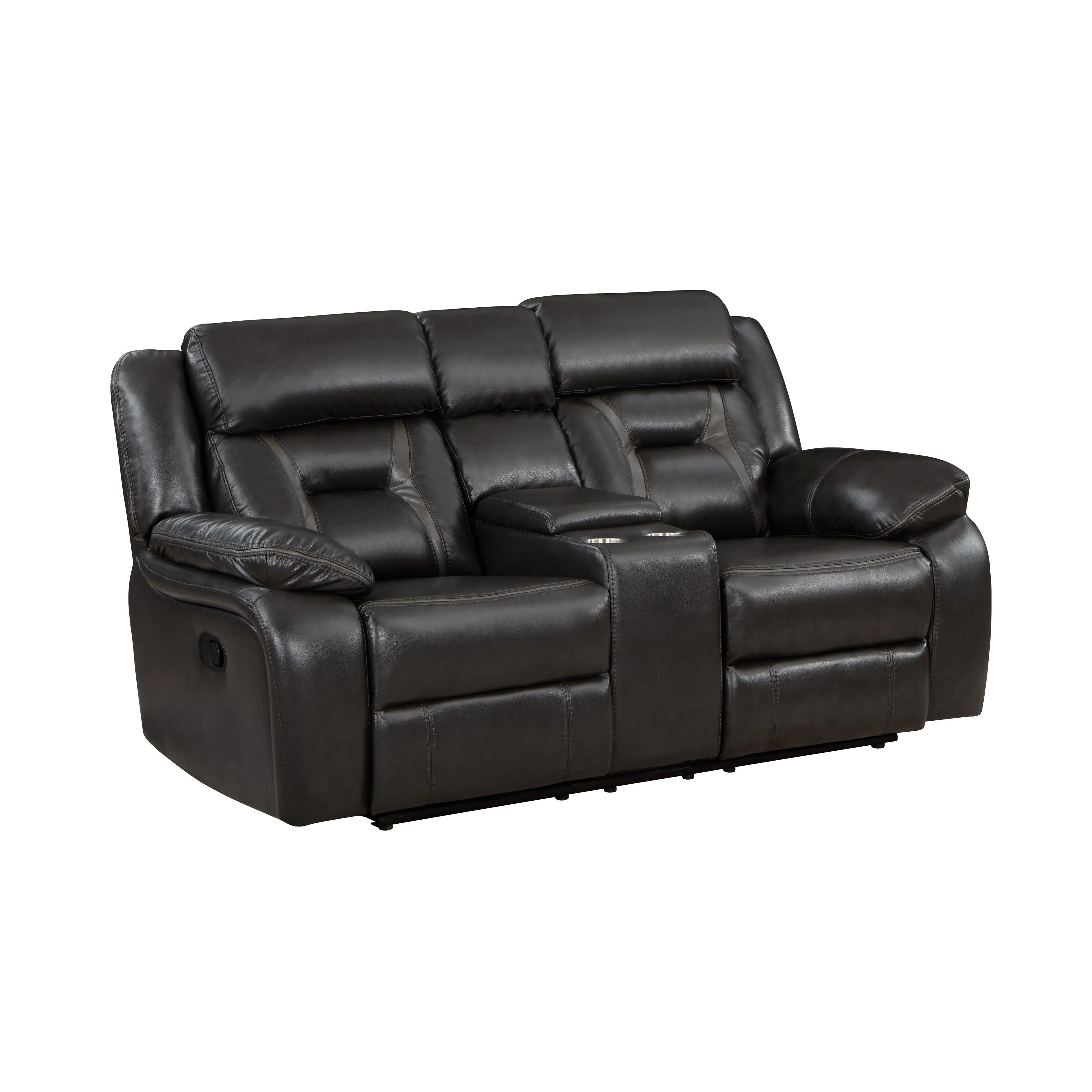 Amite Dark Gray Double Reclining Loveseat with Center Console - Image 3