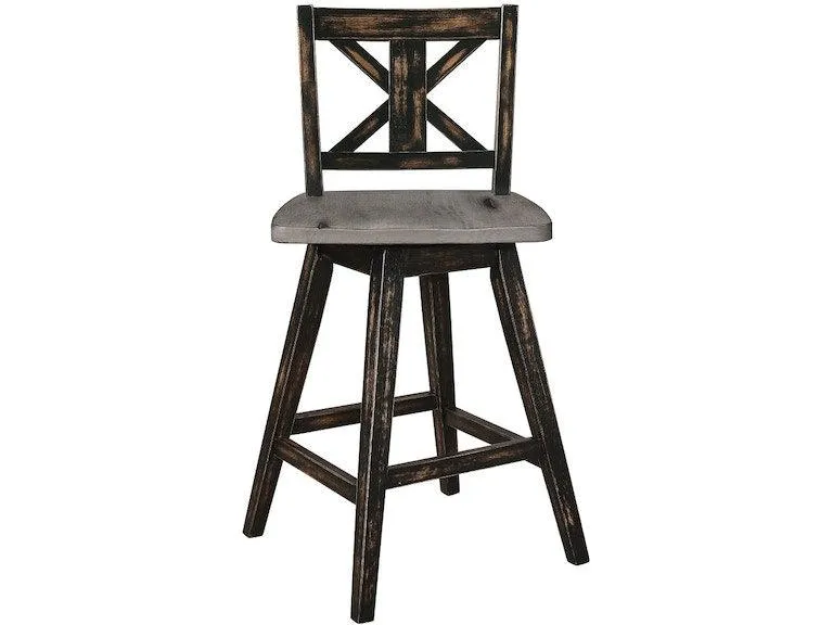 Amsonia Gray/Black Swivel Counter Chair, Set of 2 - Image 3