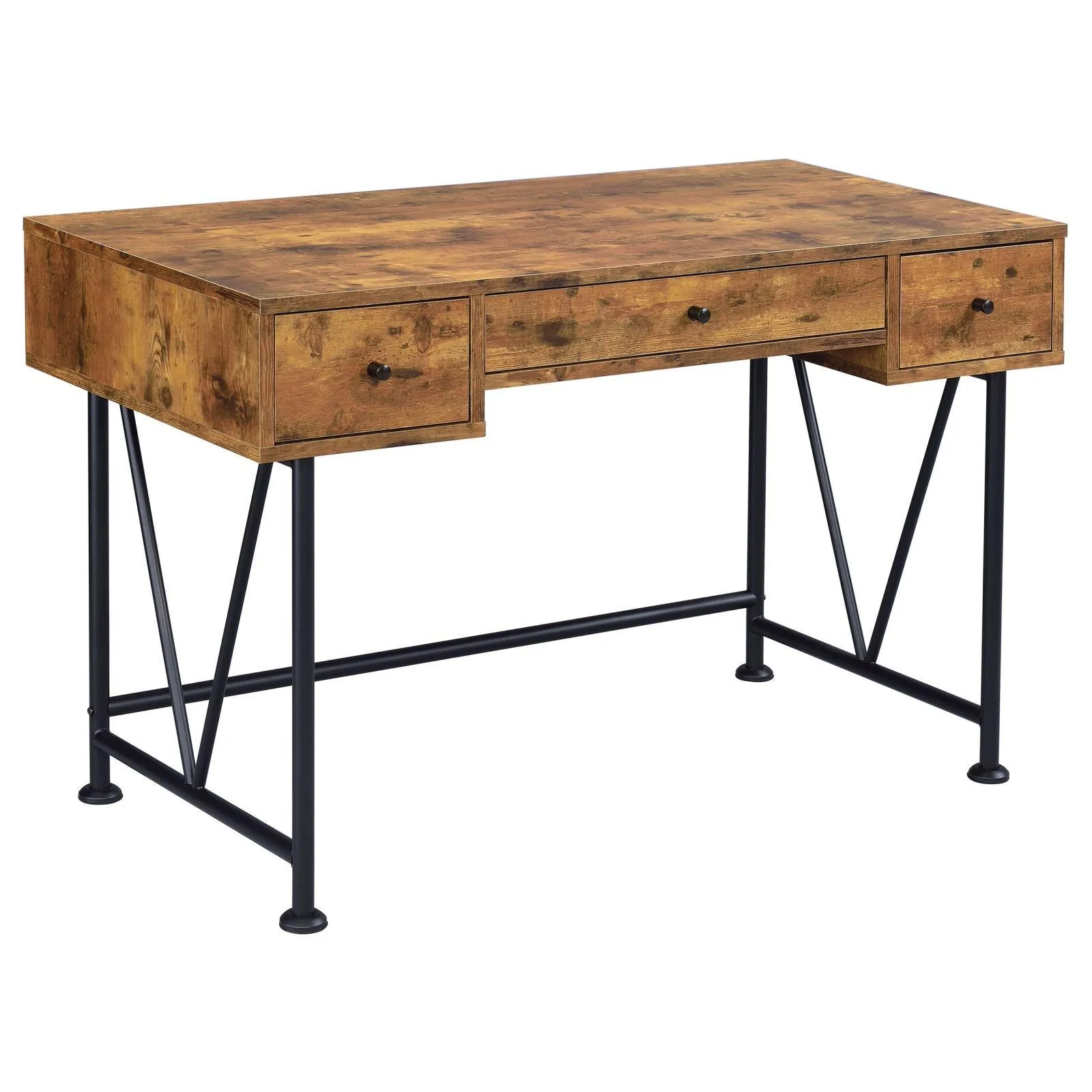 Analiese Antique Nutmeg/Black 2-Piece 3-Drawer Writing Desk Set - Image 3
